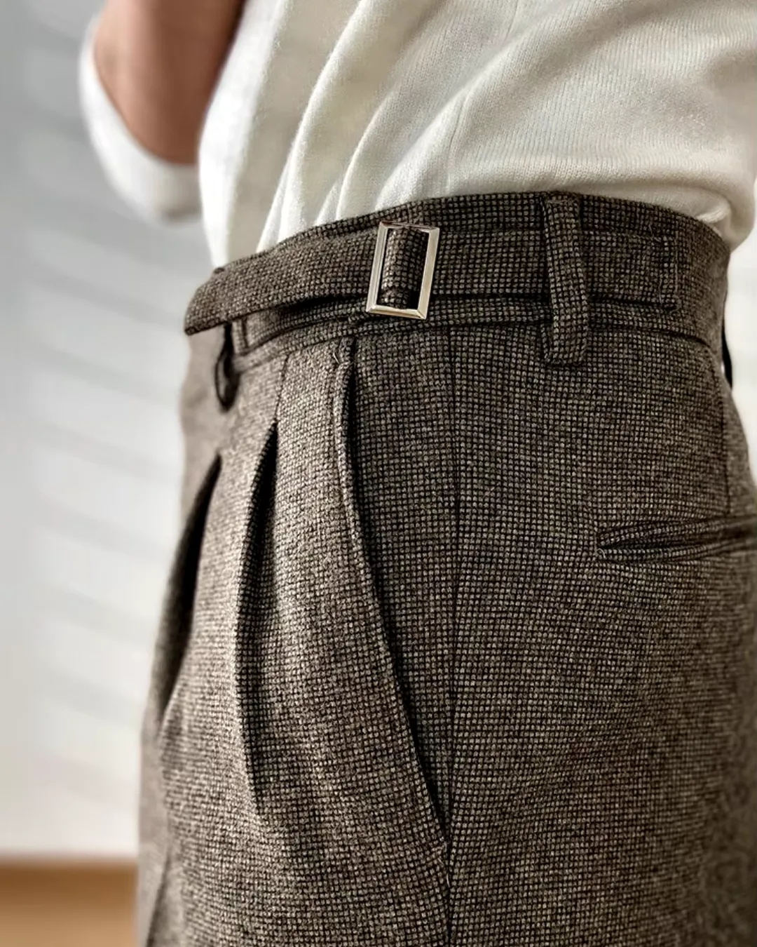 Saville - Textured Pleated Trousers