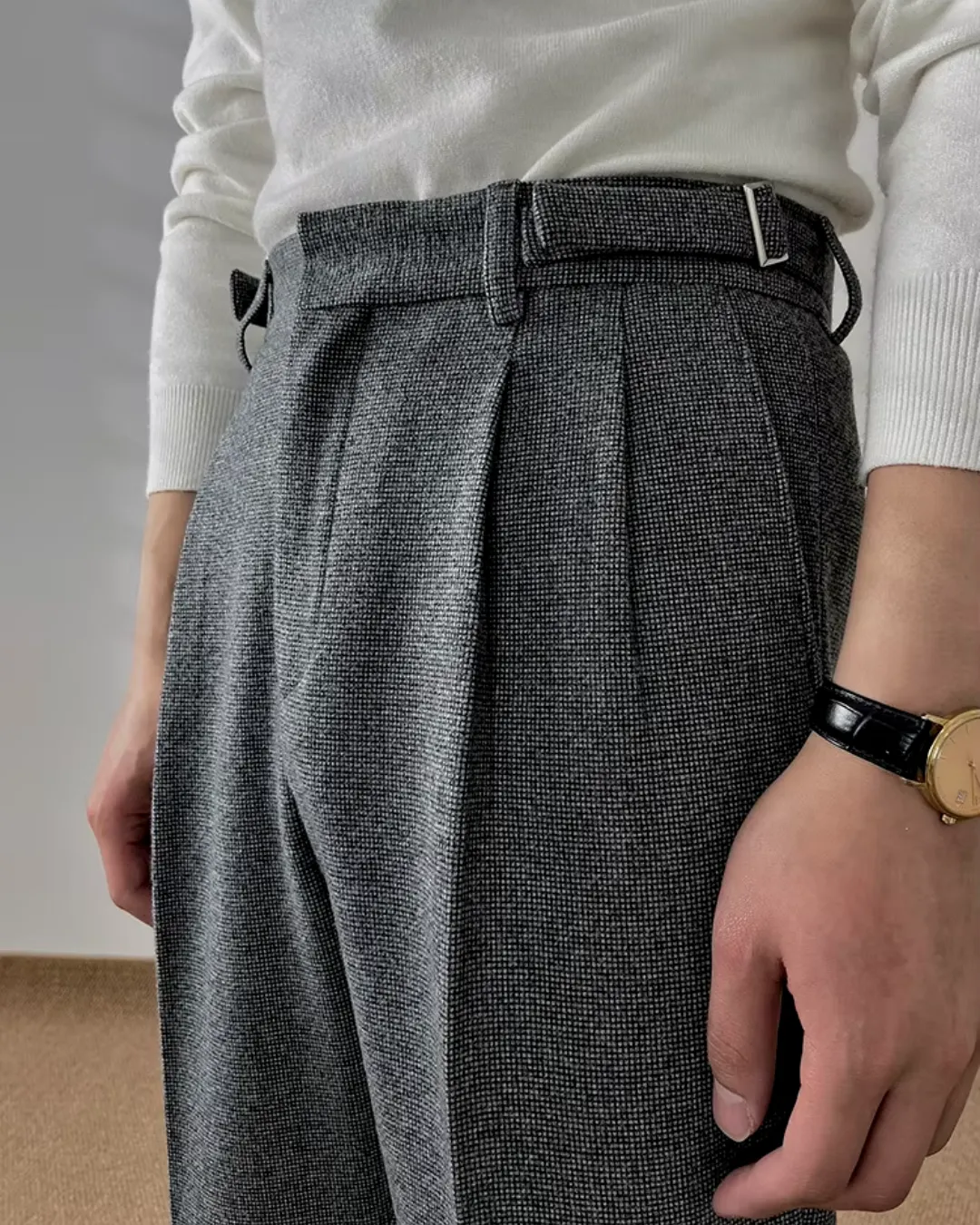 Saville - Textured Pleated Trousers
