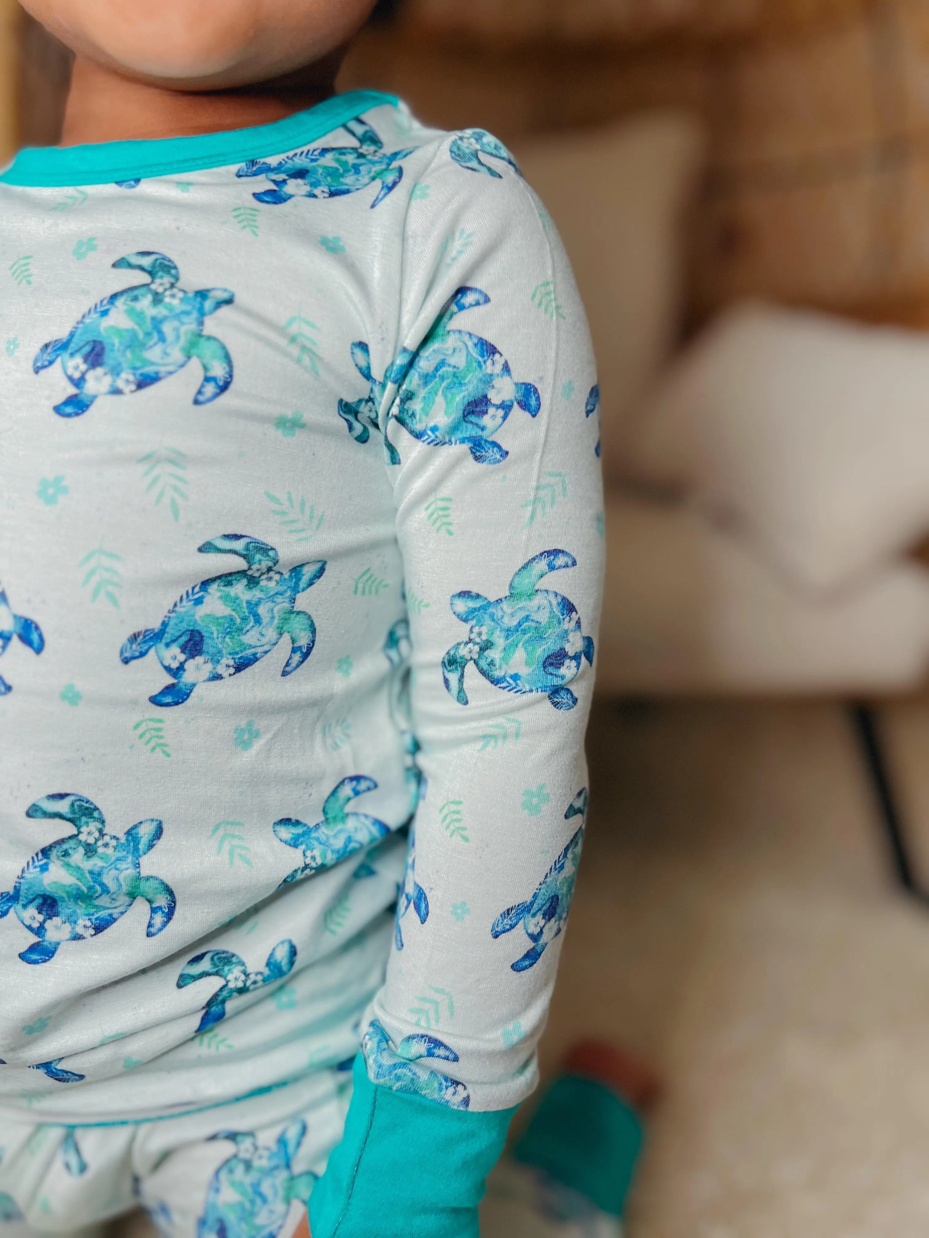 Sea of Turtles | Two-Piece Bamboo Long Sleeve Toddler & Kids Pajamas