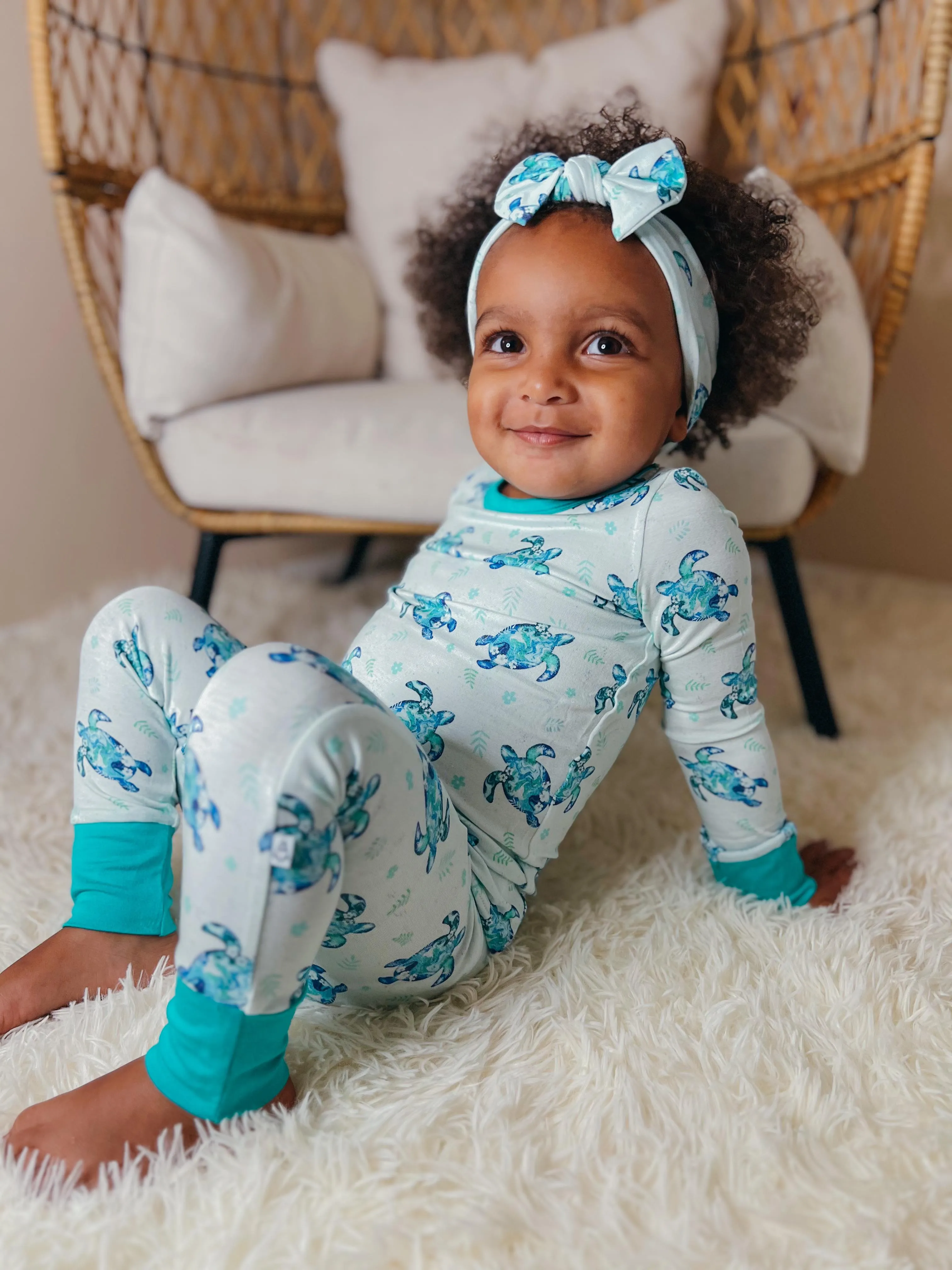 Sea of Turtles | Two-Piece Bamboo Long Sleeve Toddler & Kids Pajamas