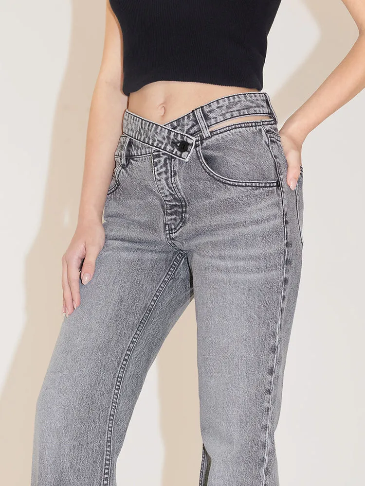 Sexy Hollow Waist Flared Jeans