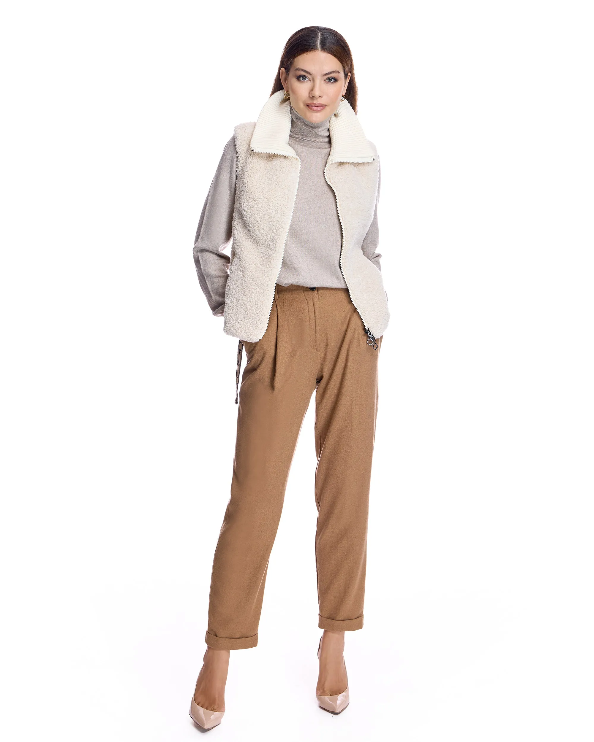 Shearling Lamb Vest with Nylon Back