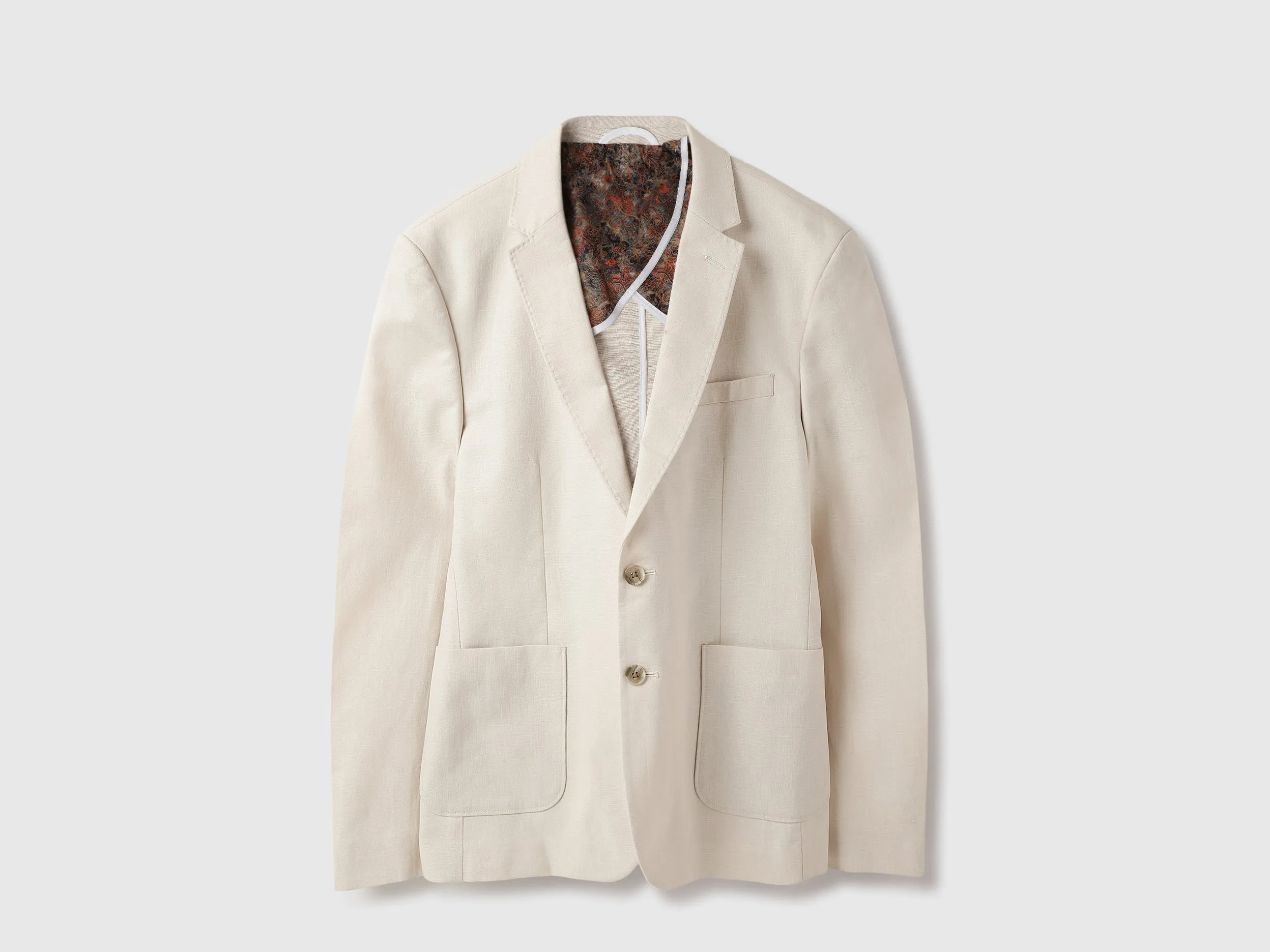 Slim Fit Lapel Collar Textured Summer Blazer