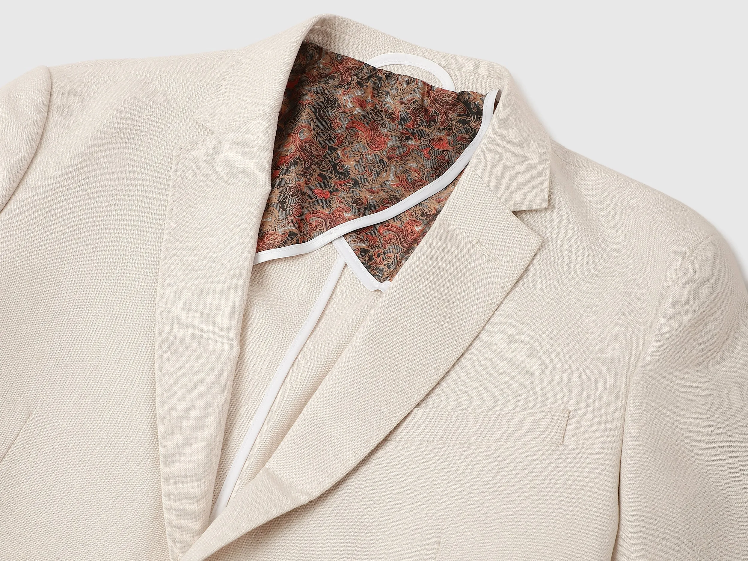 Slim Fit Lapel Collar Textured Summer Blazer