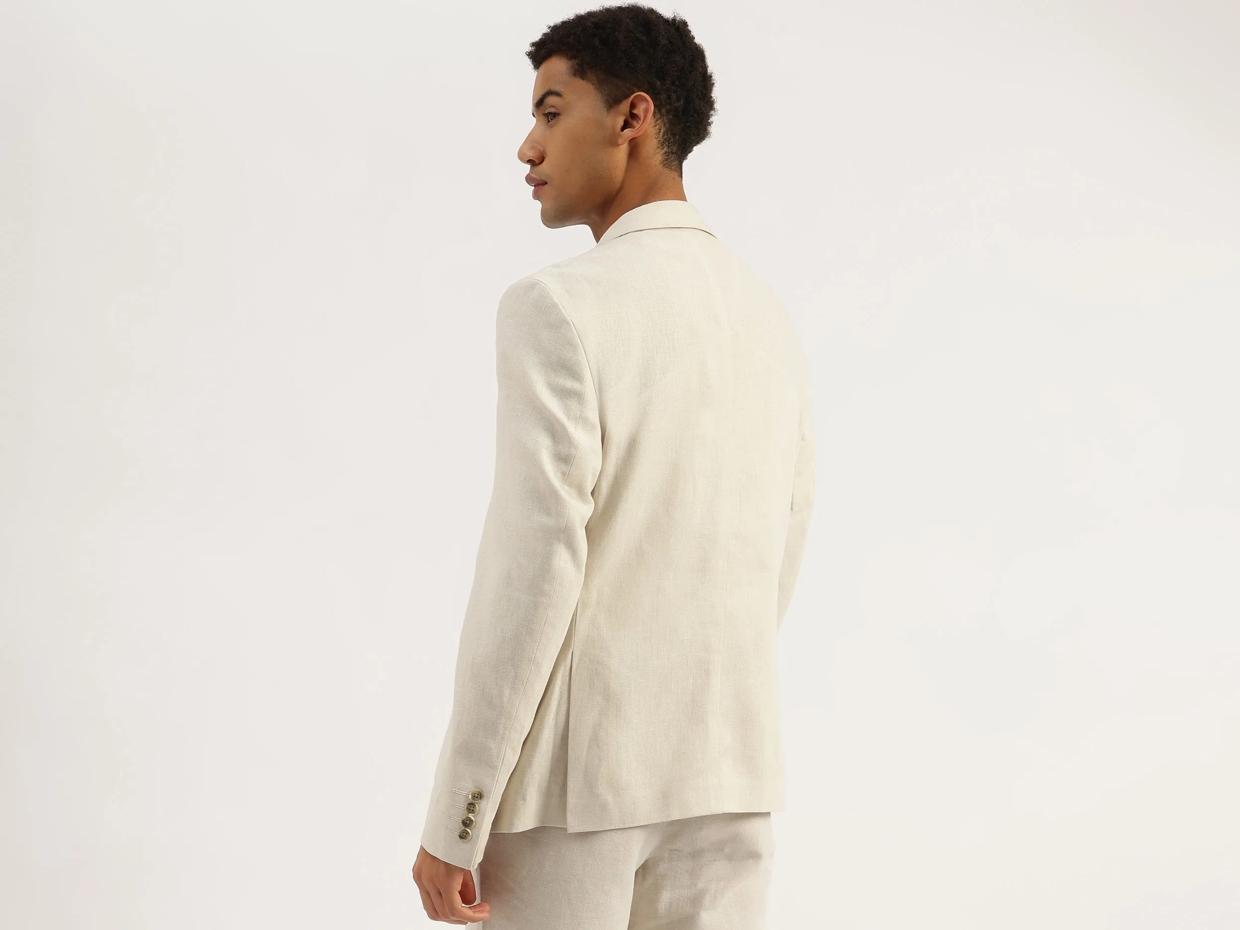 Slim Fit Lapel Collar Textured Summer Blazer