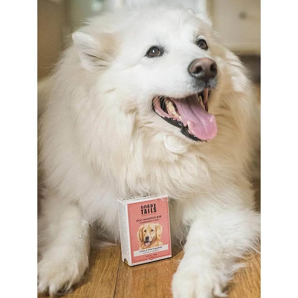 Soapy Tails Dog Shampoo Bar for Combination Coats - Cedar & Pink Grapefruit