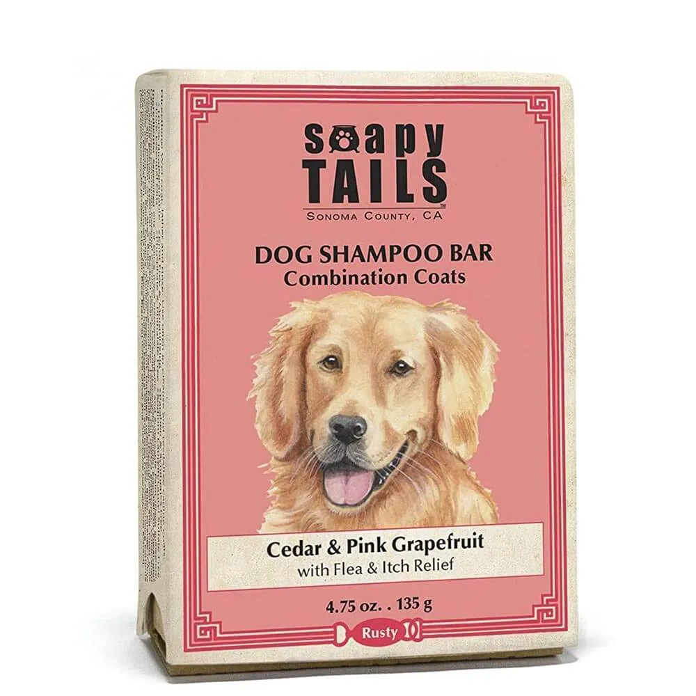 Soapy Tails Dog Shampoo Bar for Combination Coats - Cedar & Pink Grapefruit