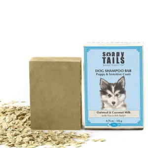 Soapy Tails Dog Shampoo Bar for Puppies & Sensitive Coats - Unscented
