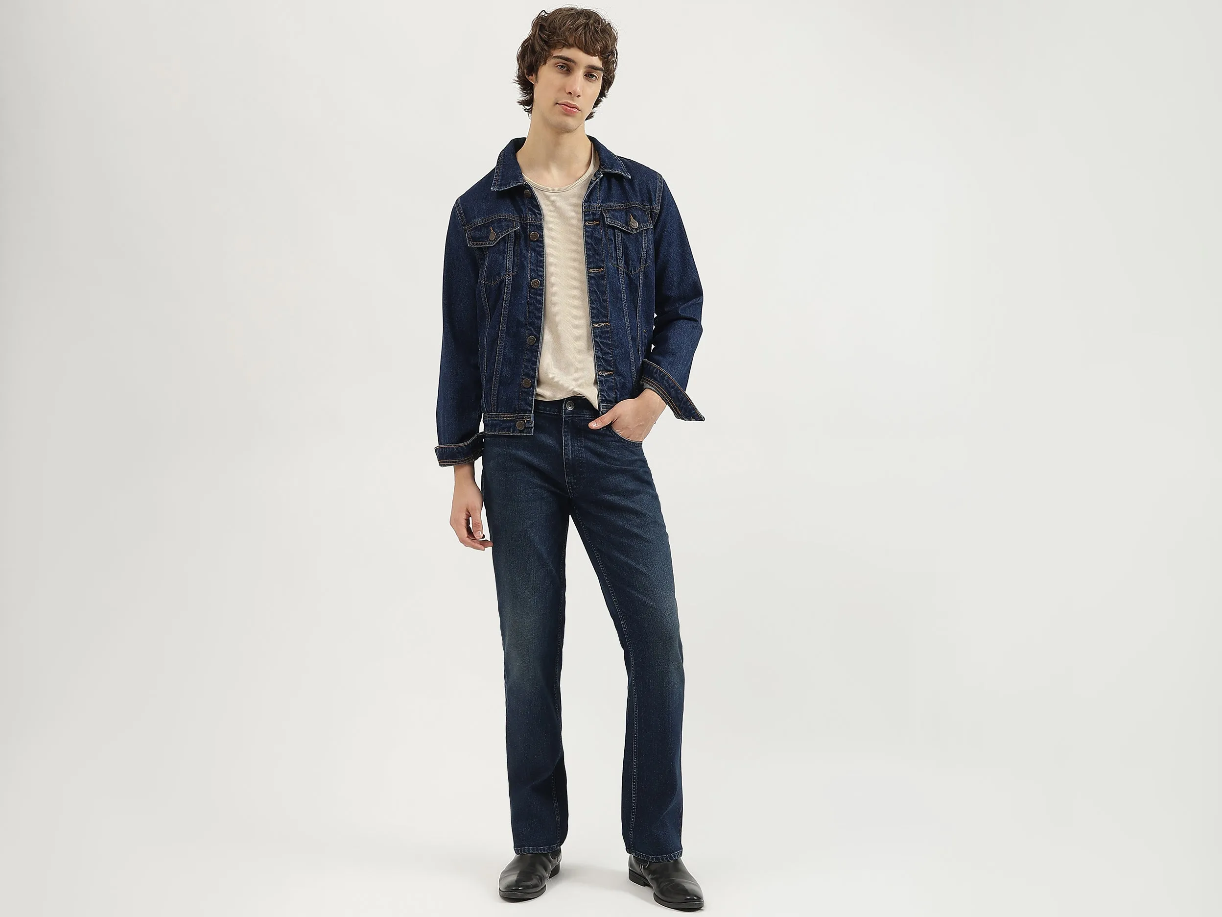Solid Boot-Leg Fit Jeans