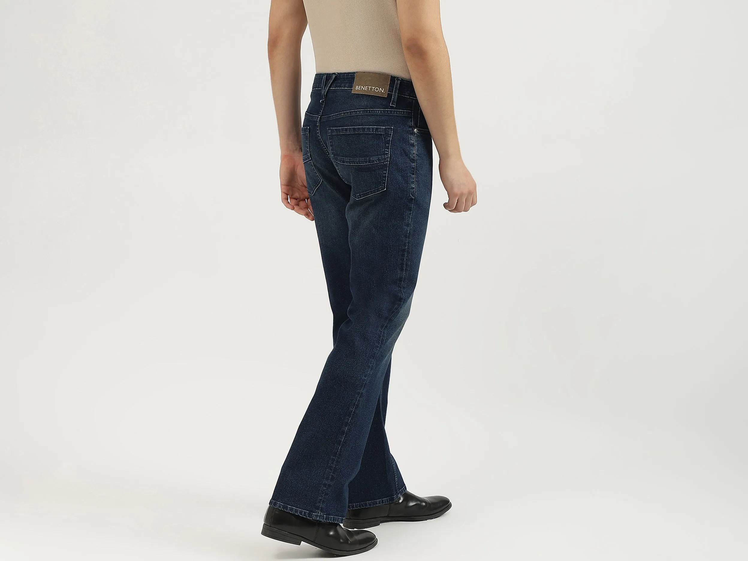 Solid Boot-Leg Fit Jeans