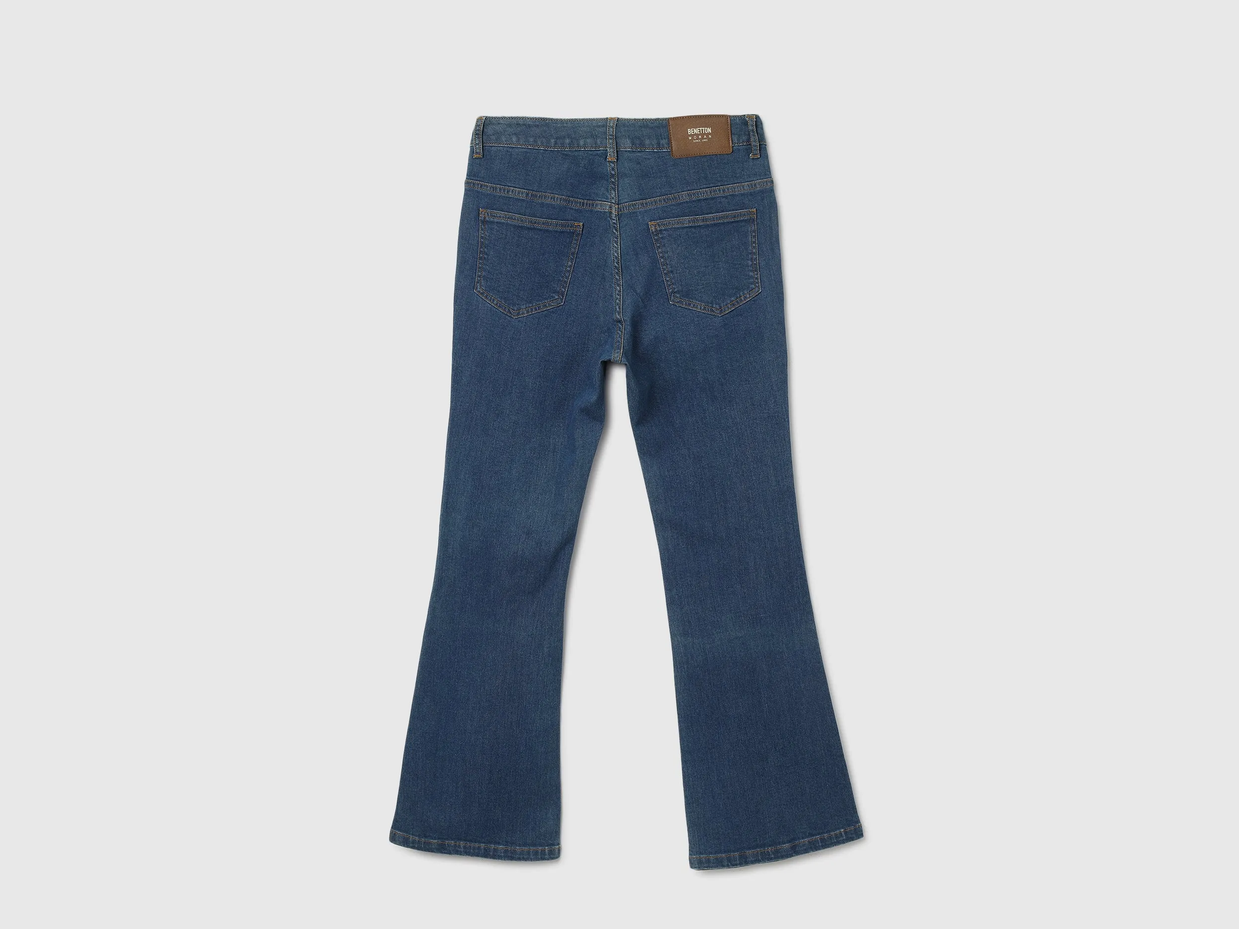 Solid Mid Waist Bootleg Jeans