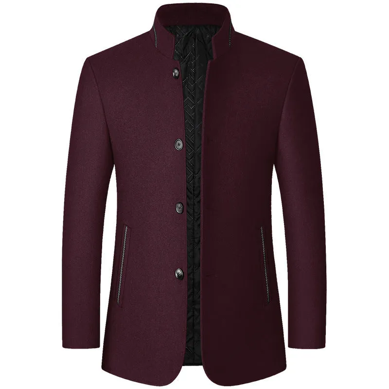 Sophisticated Men’s Stand Collar Coat