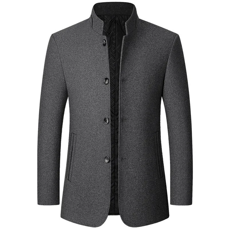 Sophisticated Men’s Stand Collar Coat