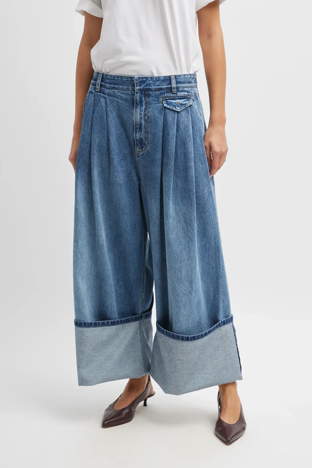 Spring Denim Triple Pleat Jean (Regular) in Classic Blue