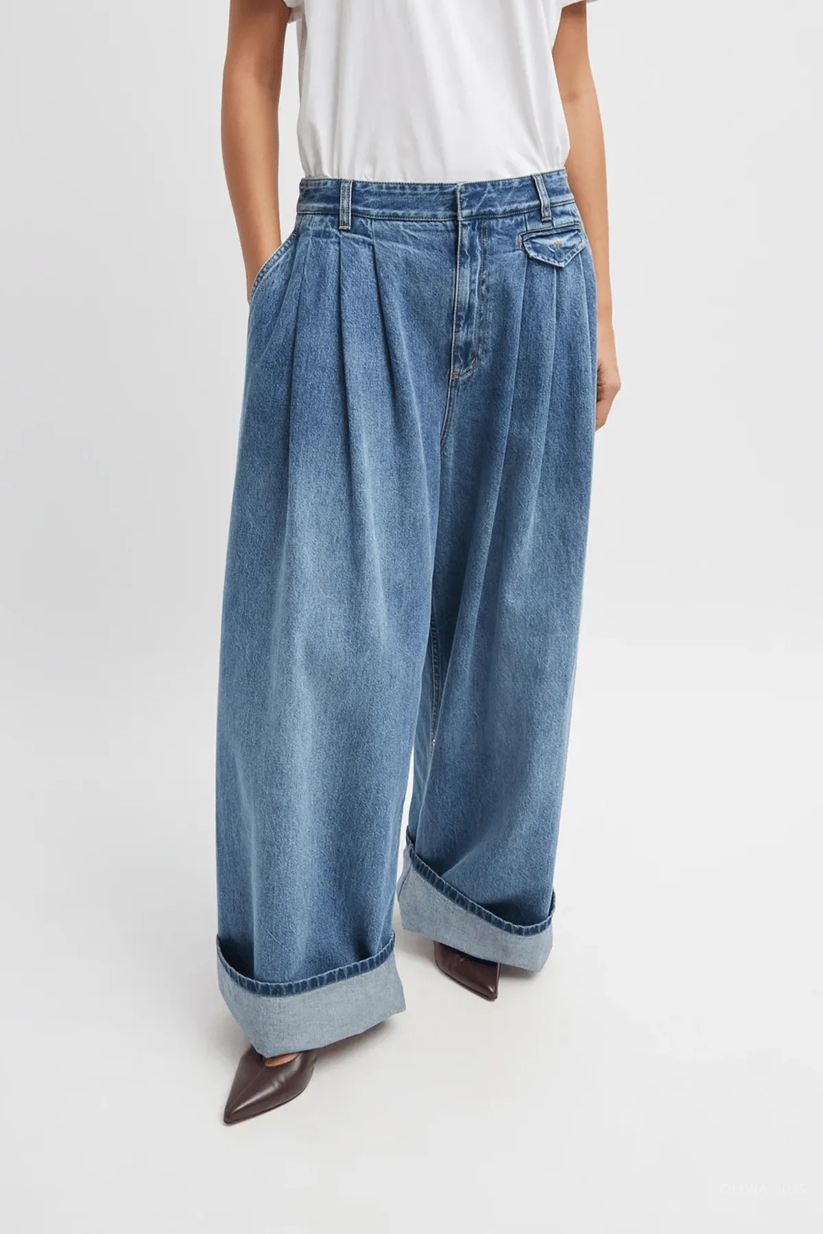 Spring Denim Triple Pleat Jean (Regular) in Classic Blue