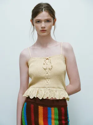 Square-cut Collar Knitted Cami Top