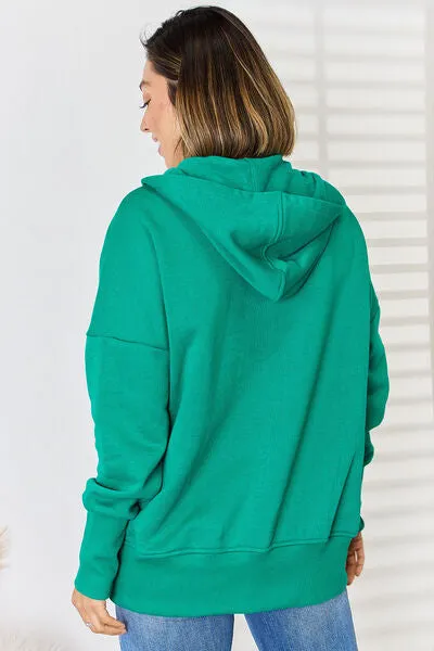 Stephanie Zenana Half Snap Long Sleeve Hoodie