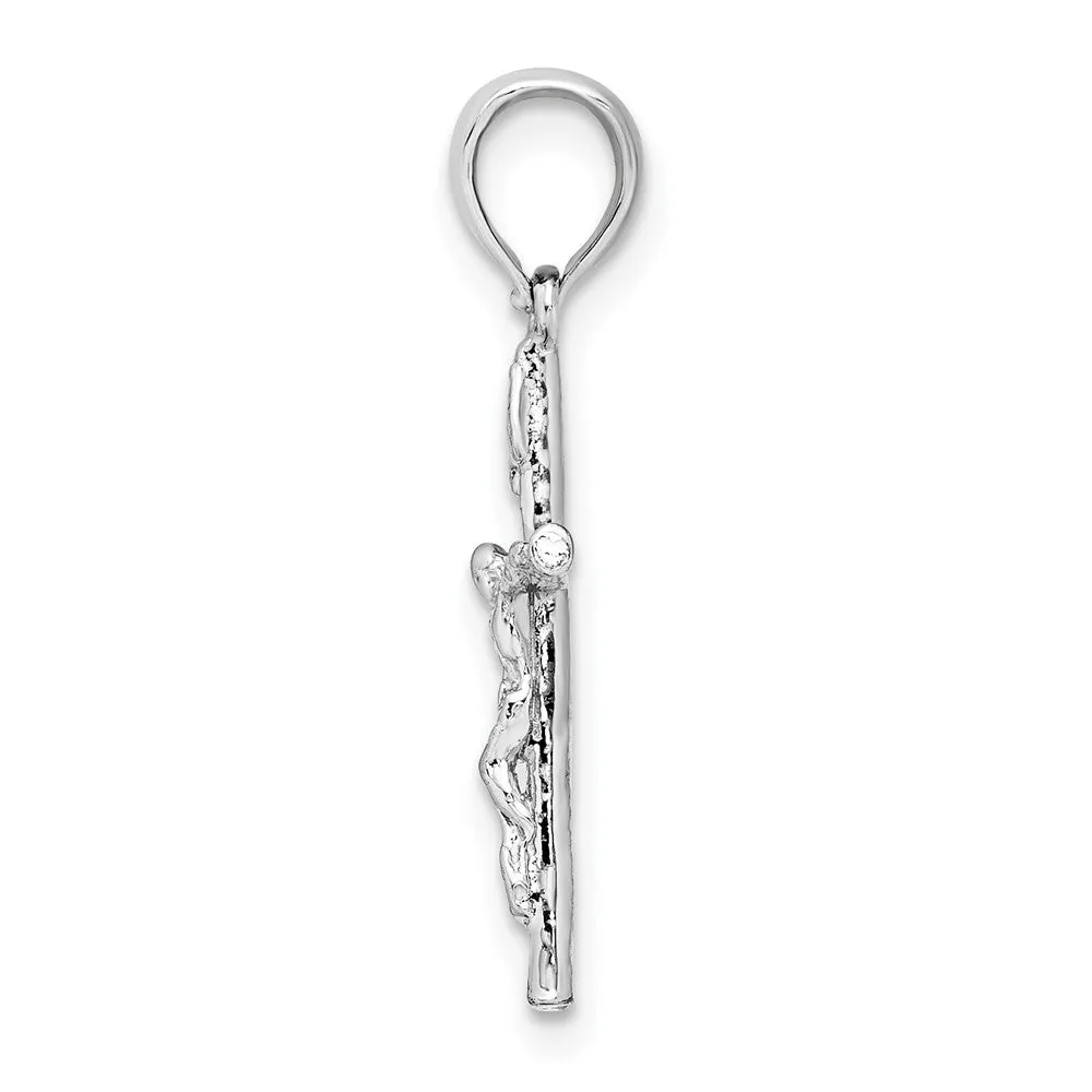 Sterling Silver Polished Thin Crucifix Pendant