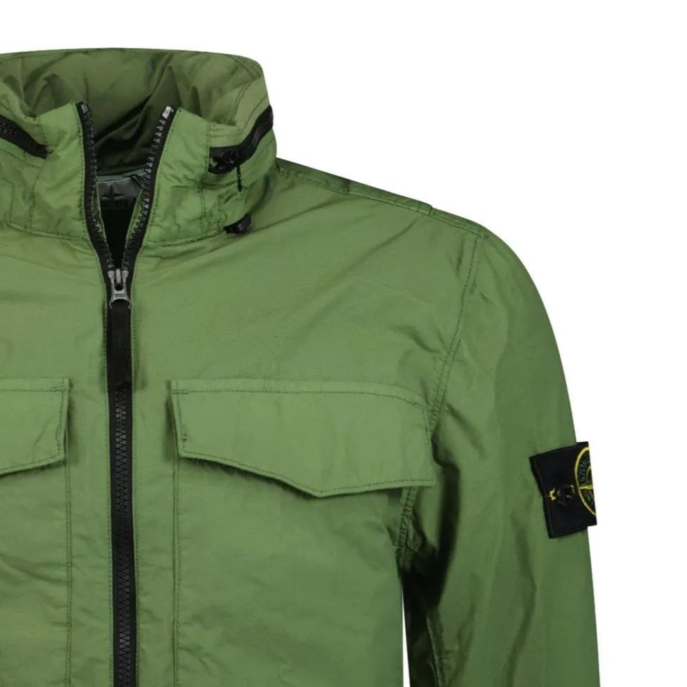 STONE ISLAND NYLON CONCEALED HOOD JACKET KHAKI