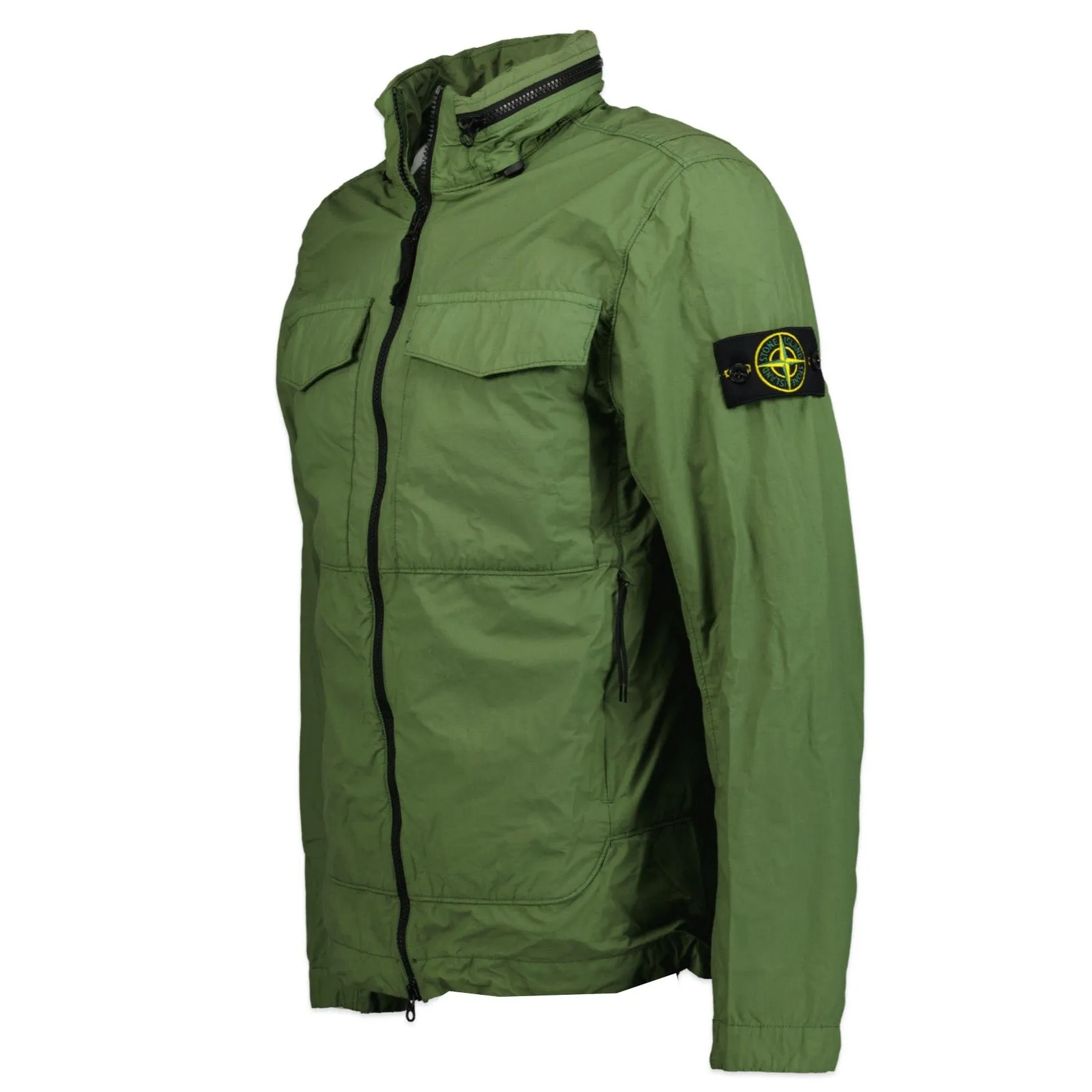 STONE ISLAND NYLON CONCEALED HOOD JACKET KHAKI