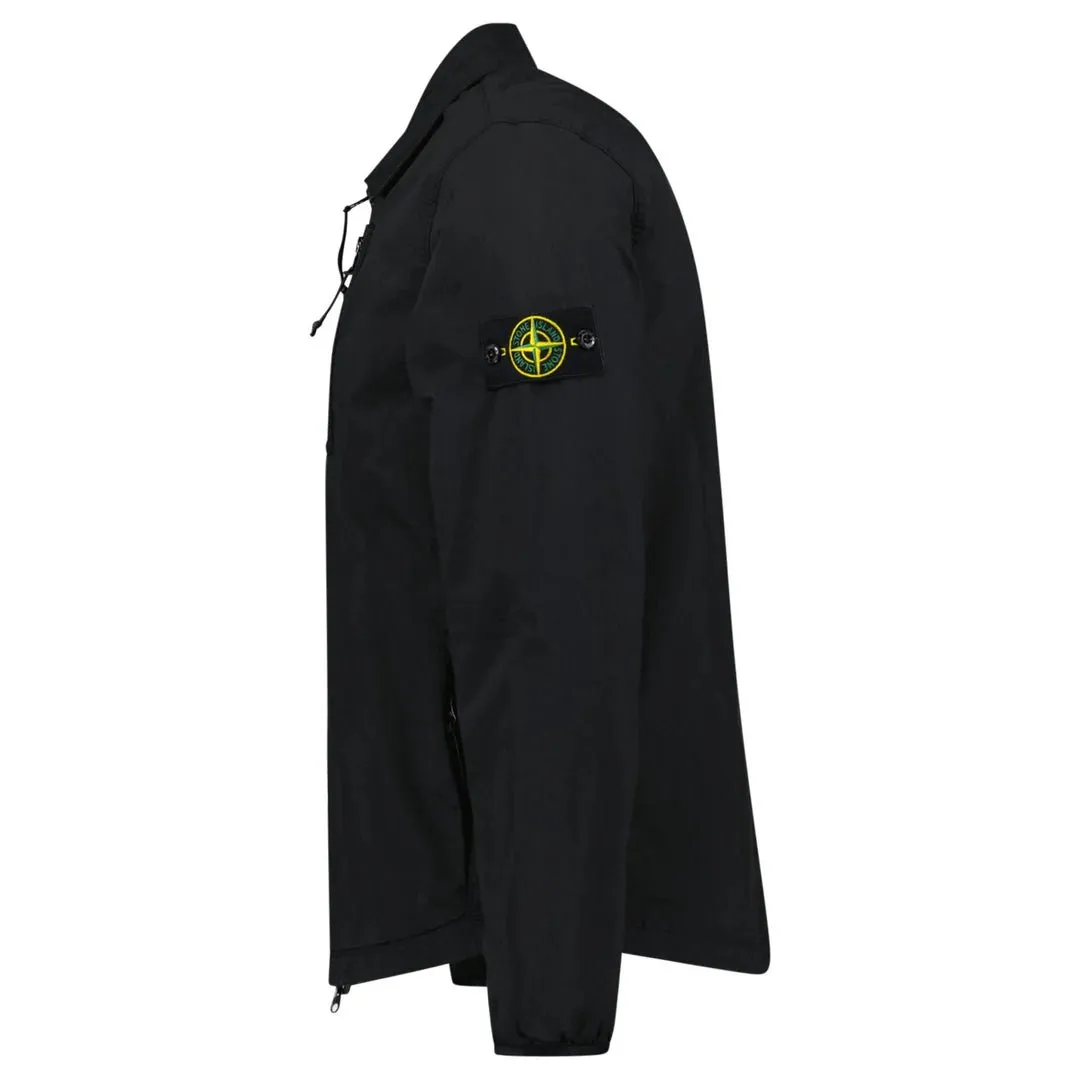 STONE ISLAND STRETCH COTTON NYLON TWILL OVERSHIRT BLACK