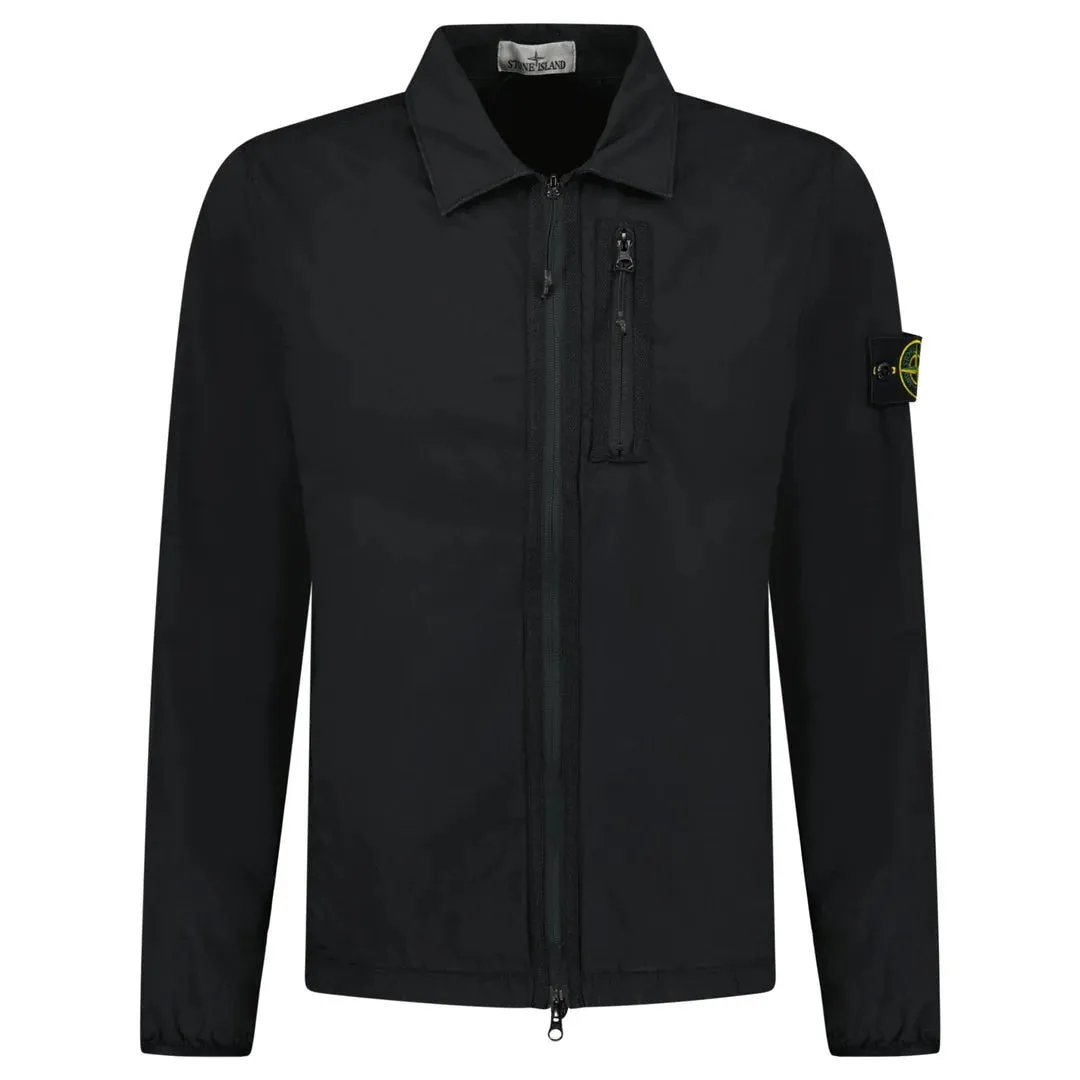 STONE ISLAND STRETCH COTTON NYLON TWILL OVERSHIRT BLACK