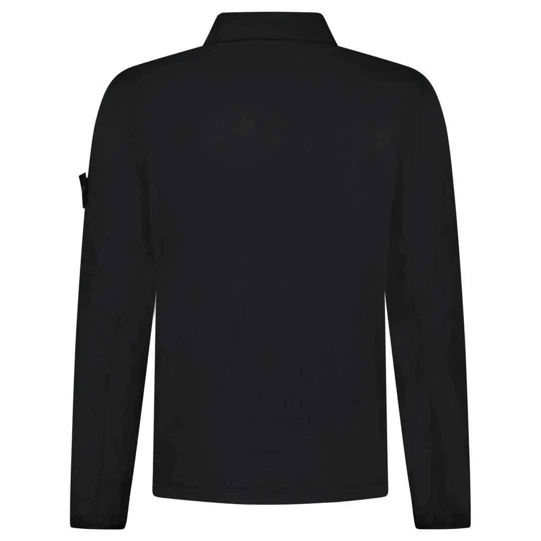 STONE ISLAND STRETCH COTTON NYLON TWILL OVERSHIRT BLACK
