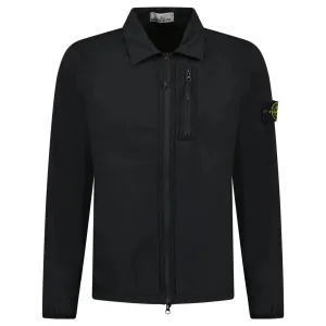 STONE ISLAND STRETCH COTTON NYLON TWILL OVERSHIRT BLACK
