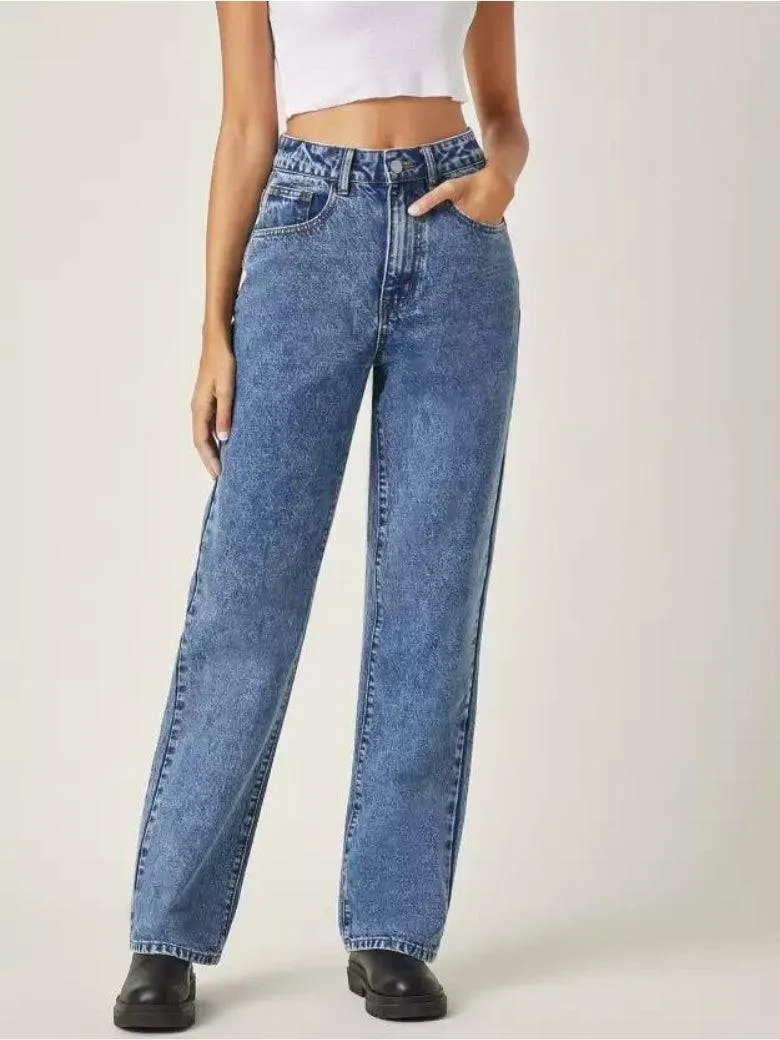 Stonewash Streamline Wide Fit Jeans