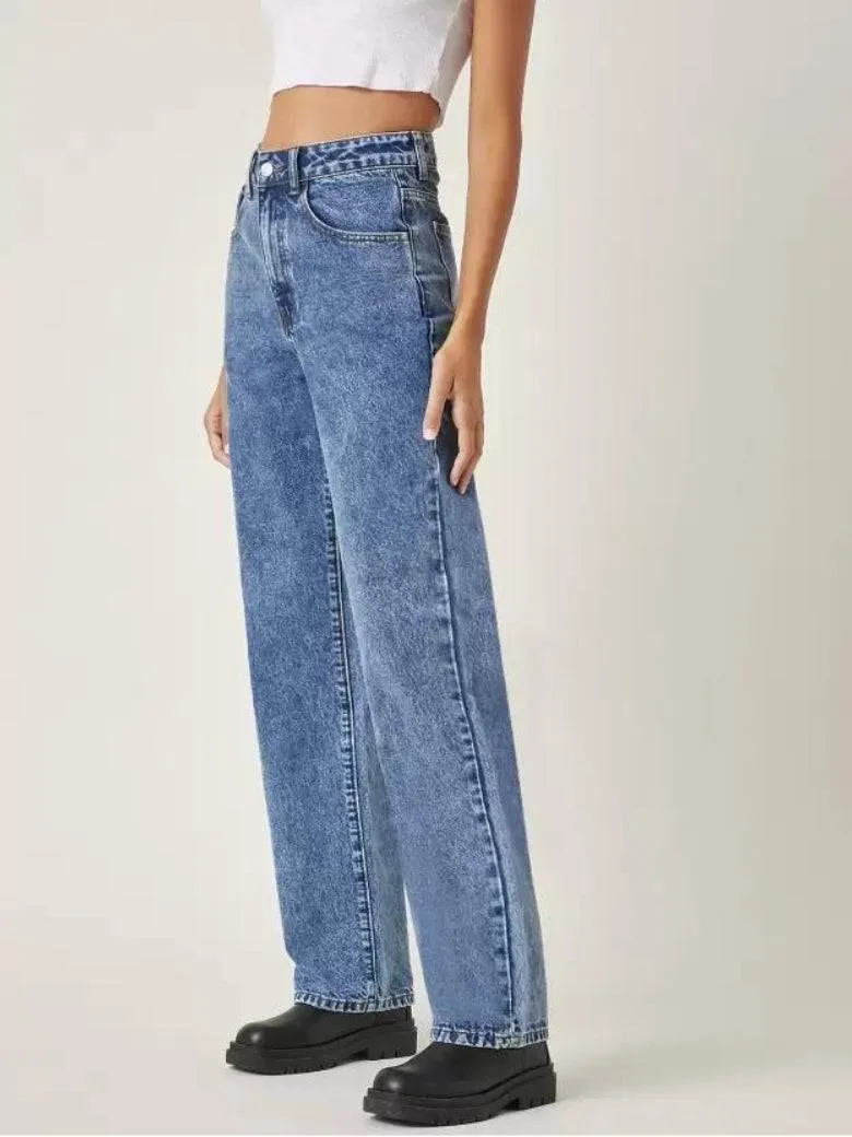 Stonewash Streamline Wide Fit Jeans