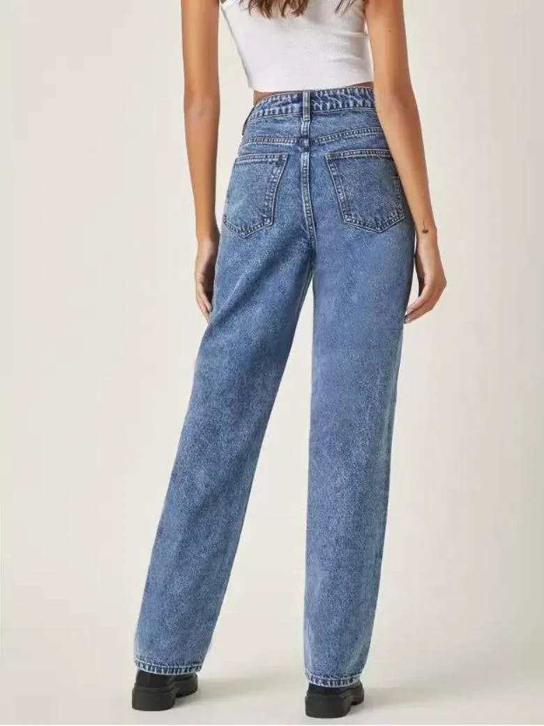 Stonewash Streamline Wide Fit Jeans