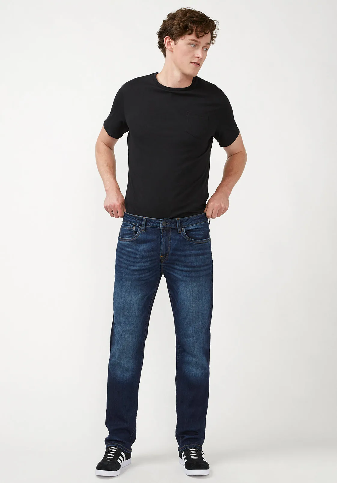 Straight Six Men's Jeans in Authentic and Sanded Blue - BM22601