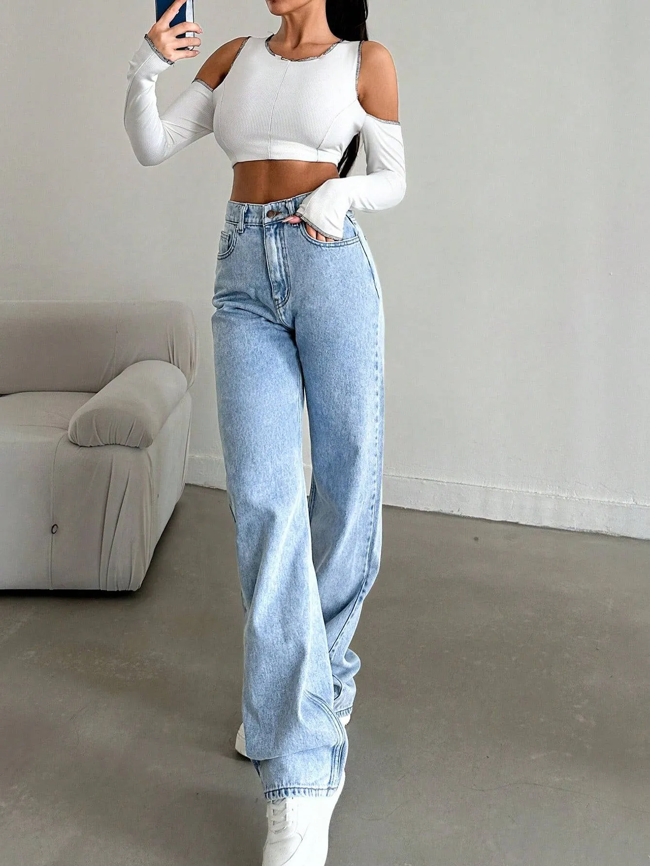 Straightline Stretch High Rise Denim