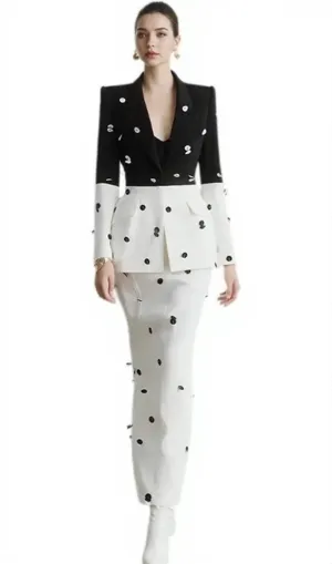 STRUCTURED SQUARE SHOULDER BLAZER SUIT