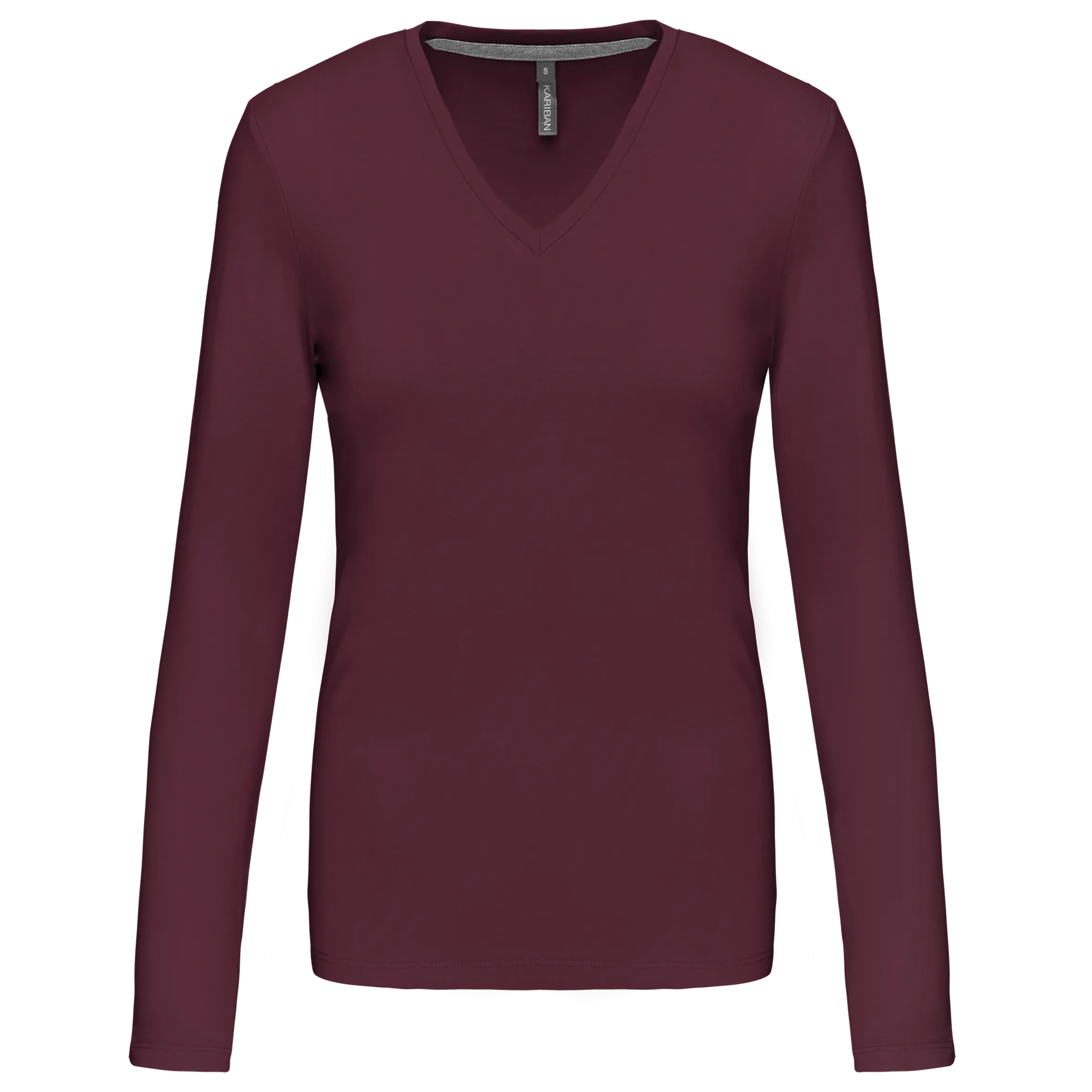 T-shirt de manga comprida decote em V para senhora