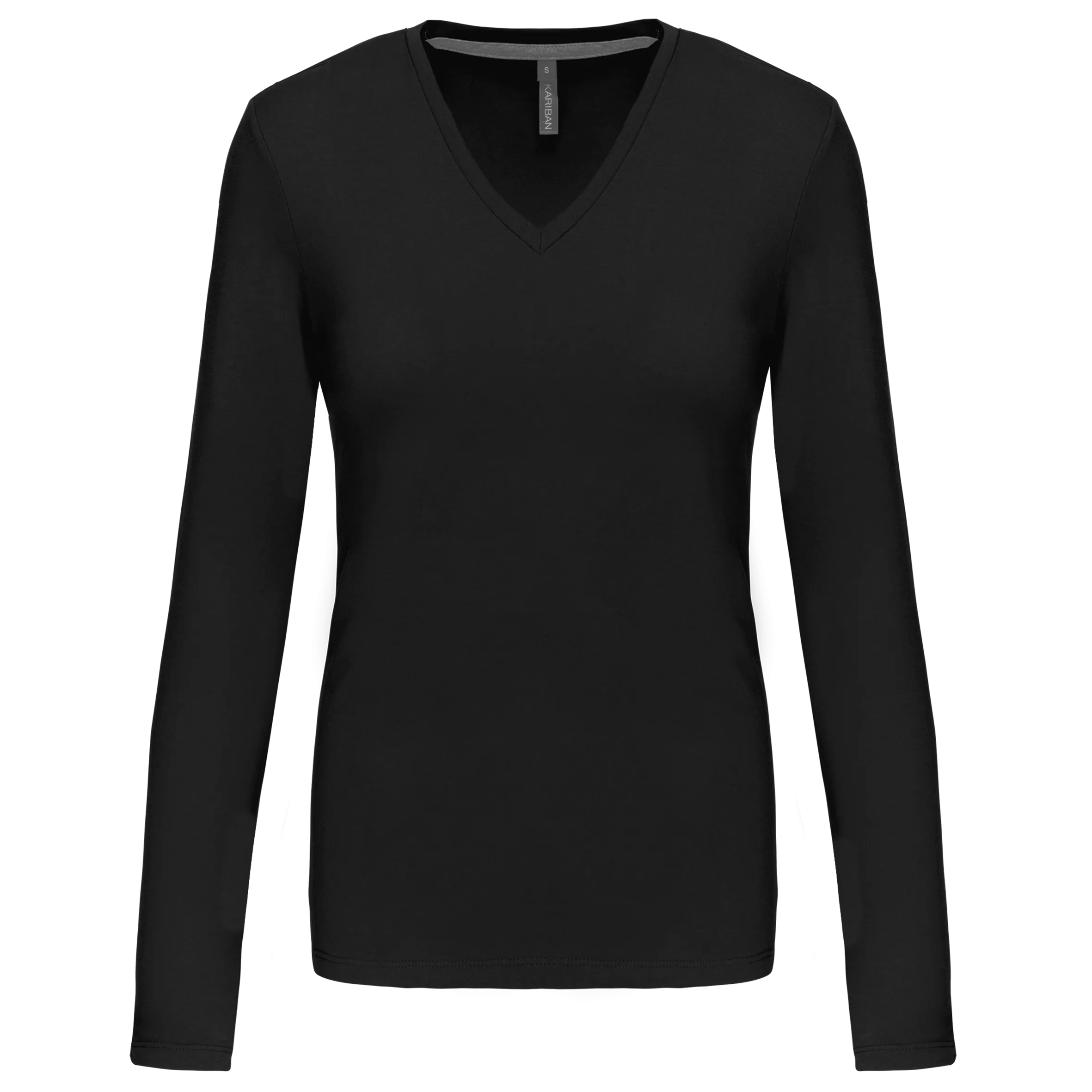 T-shirt de manga comprida decote em V para senhora