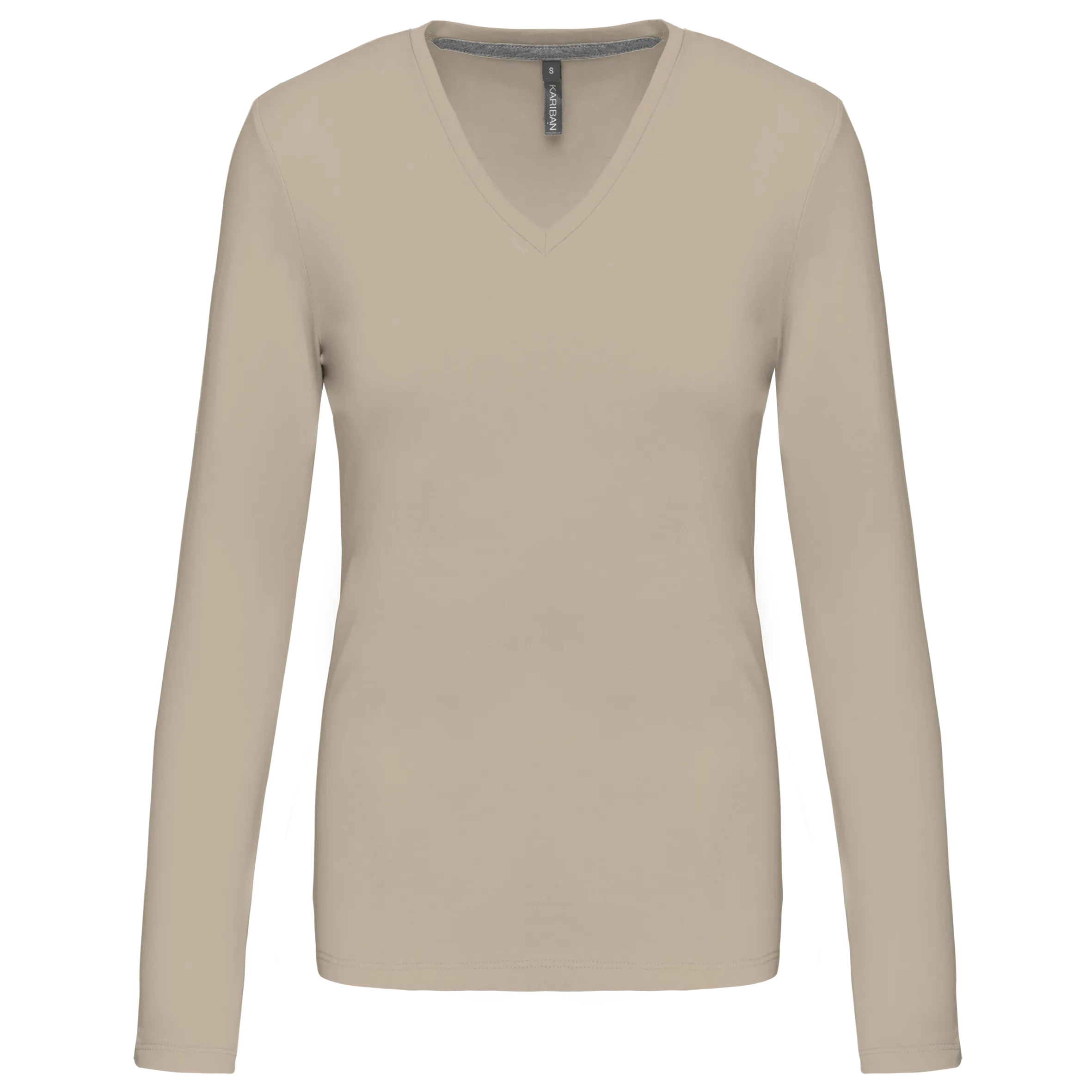 T-shirt de manga comprida decote em V para senhora