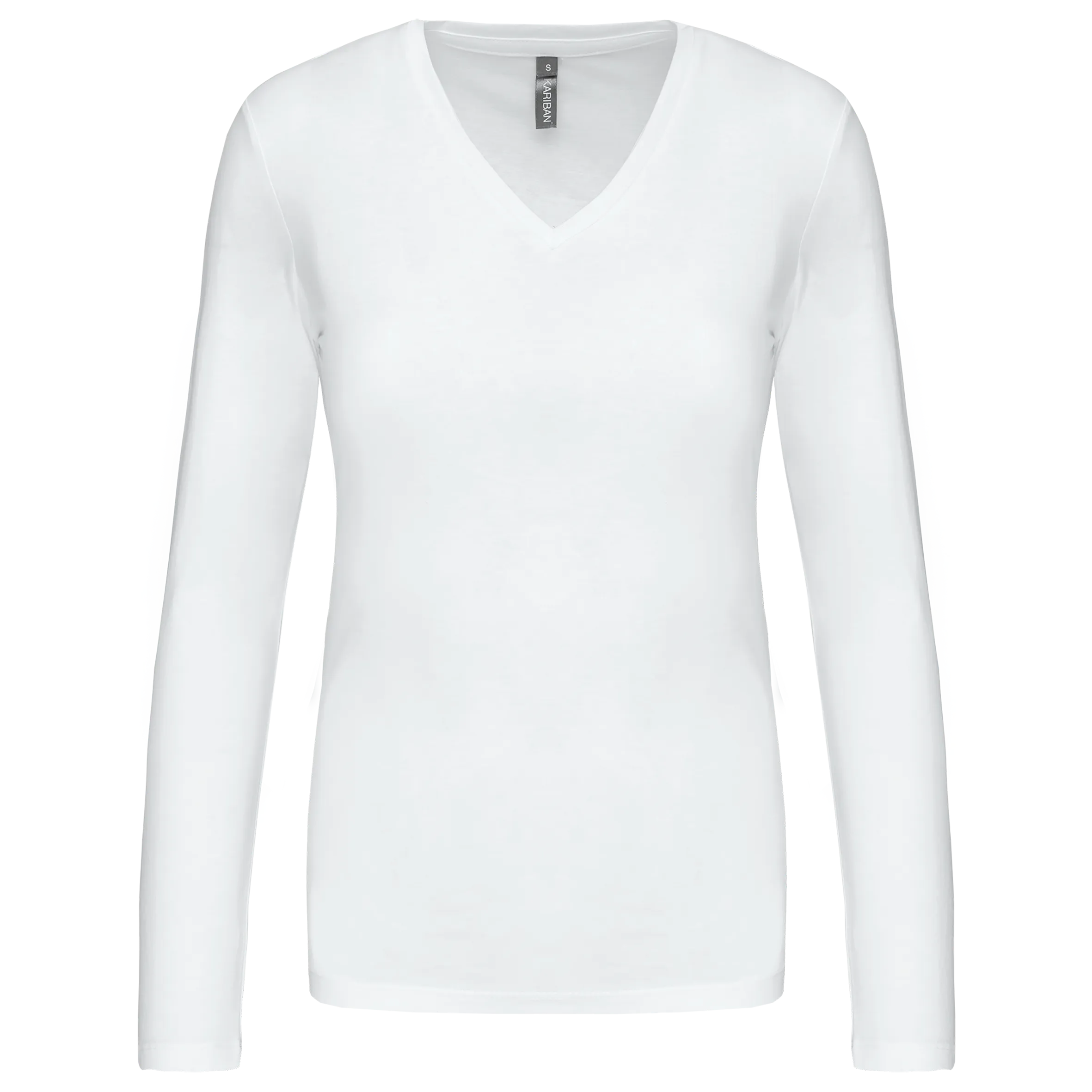 T-shirt de manga comprida decote em V para senhora