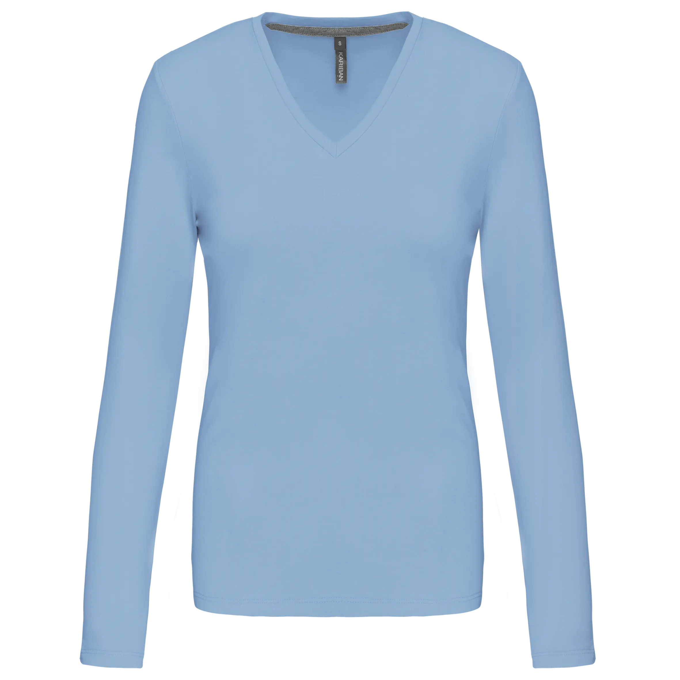 T-shirt de manga comprida decote em V para senhora