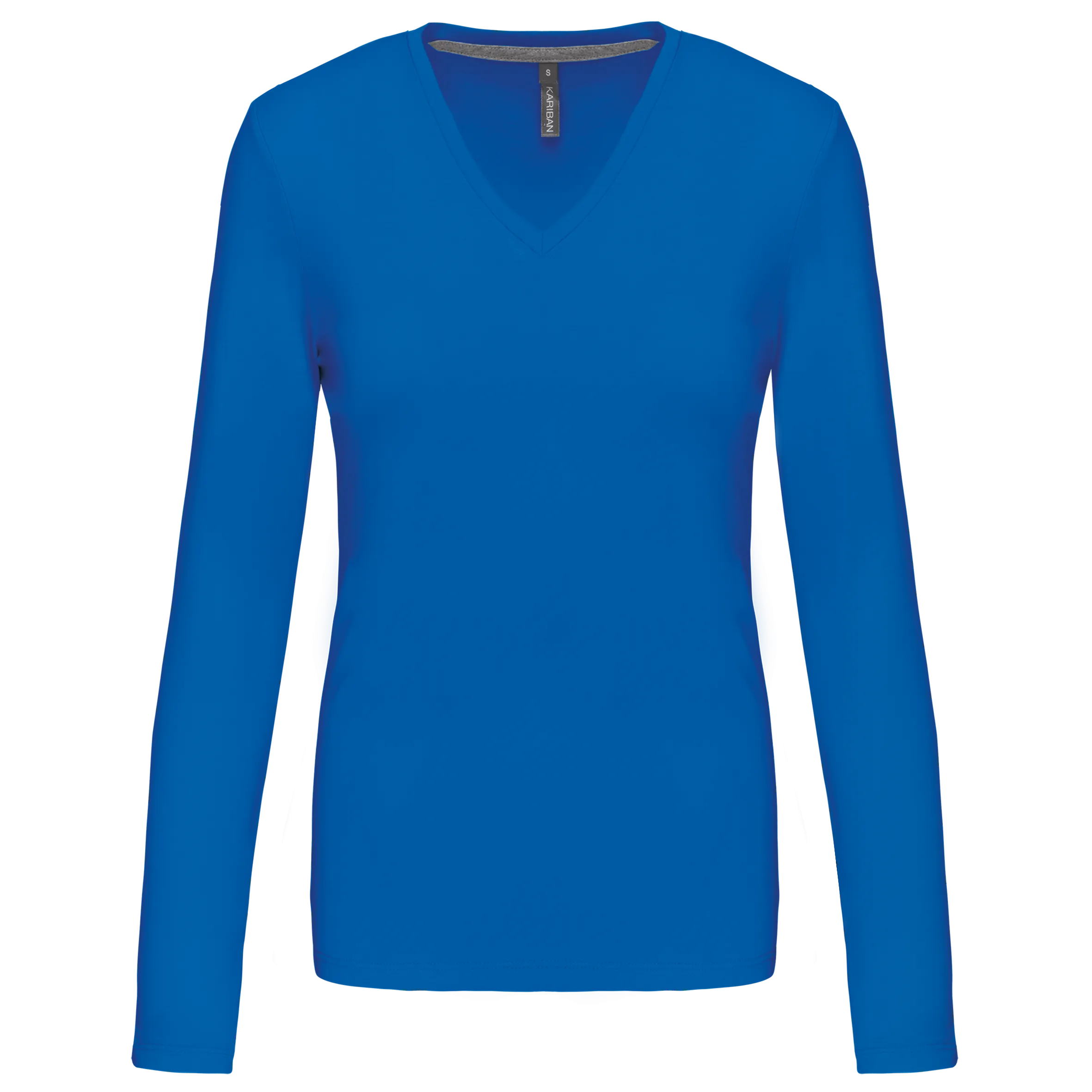 T-shirt de manga comprida decote em V para senhora