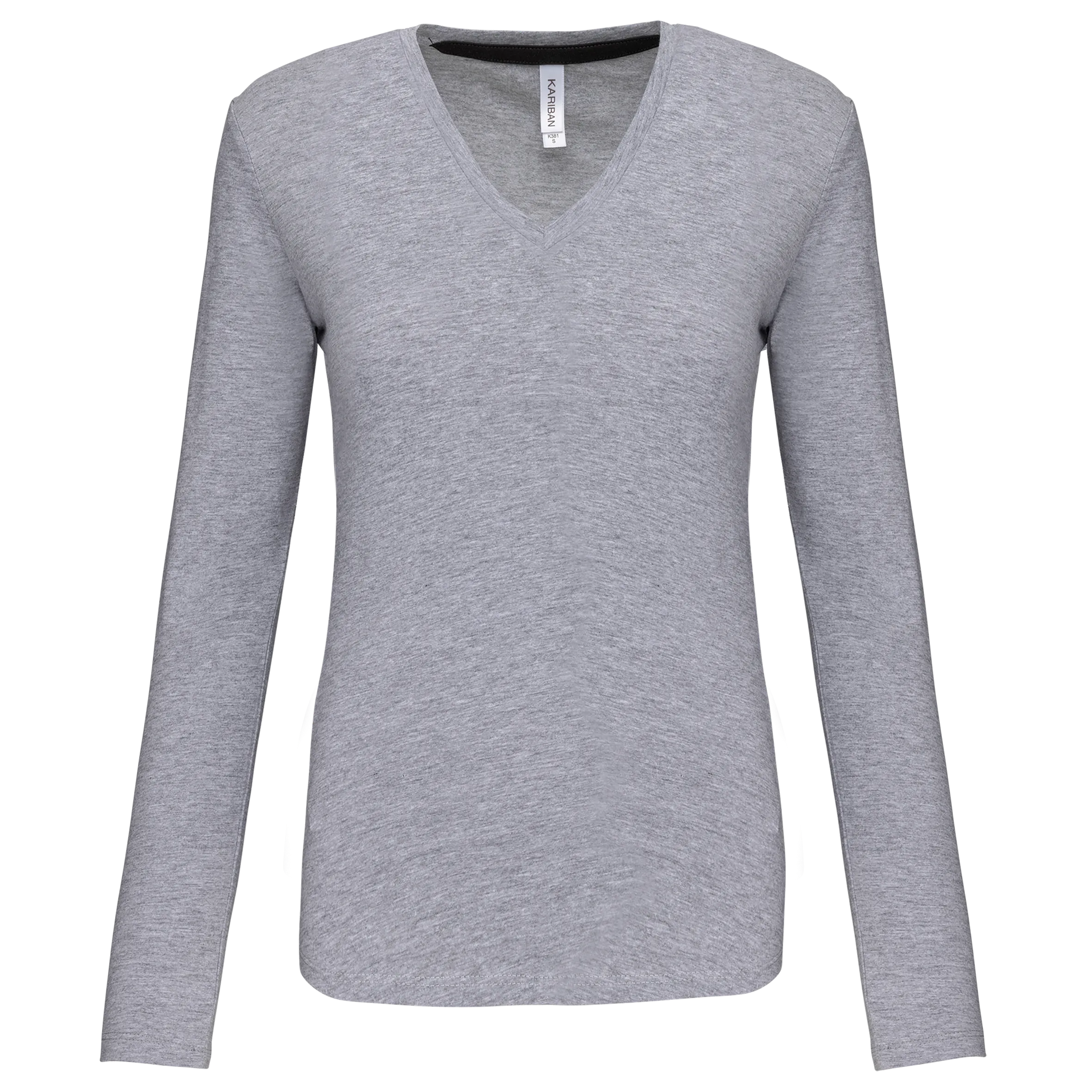 T-shirt de manga comprida decote em V para senhora