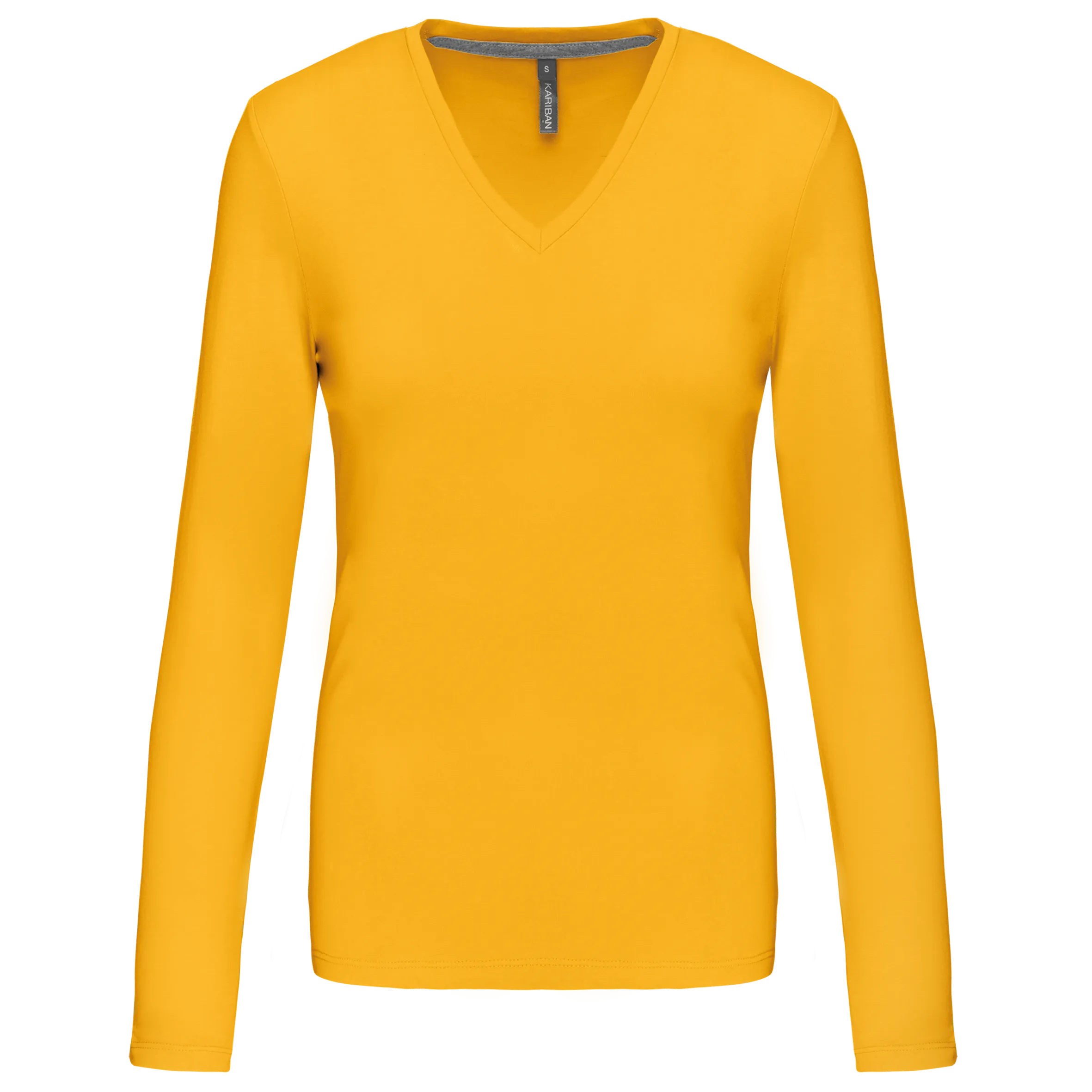 T-shirt de manga comprida decote em V para senhora