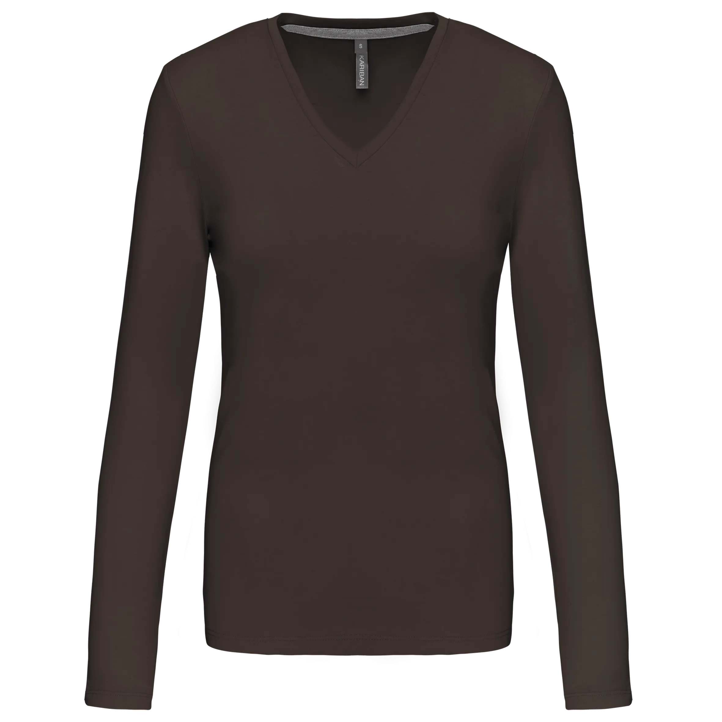 T-shirt de manga comprida decote em V para senhora