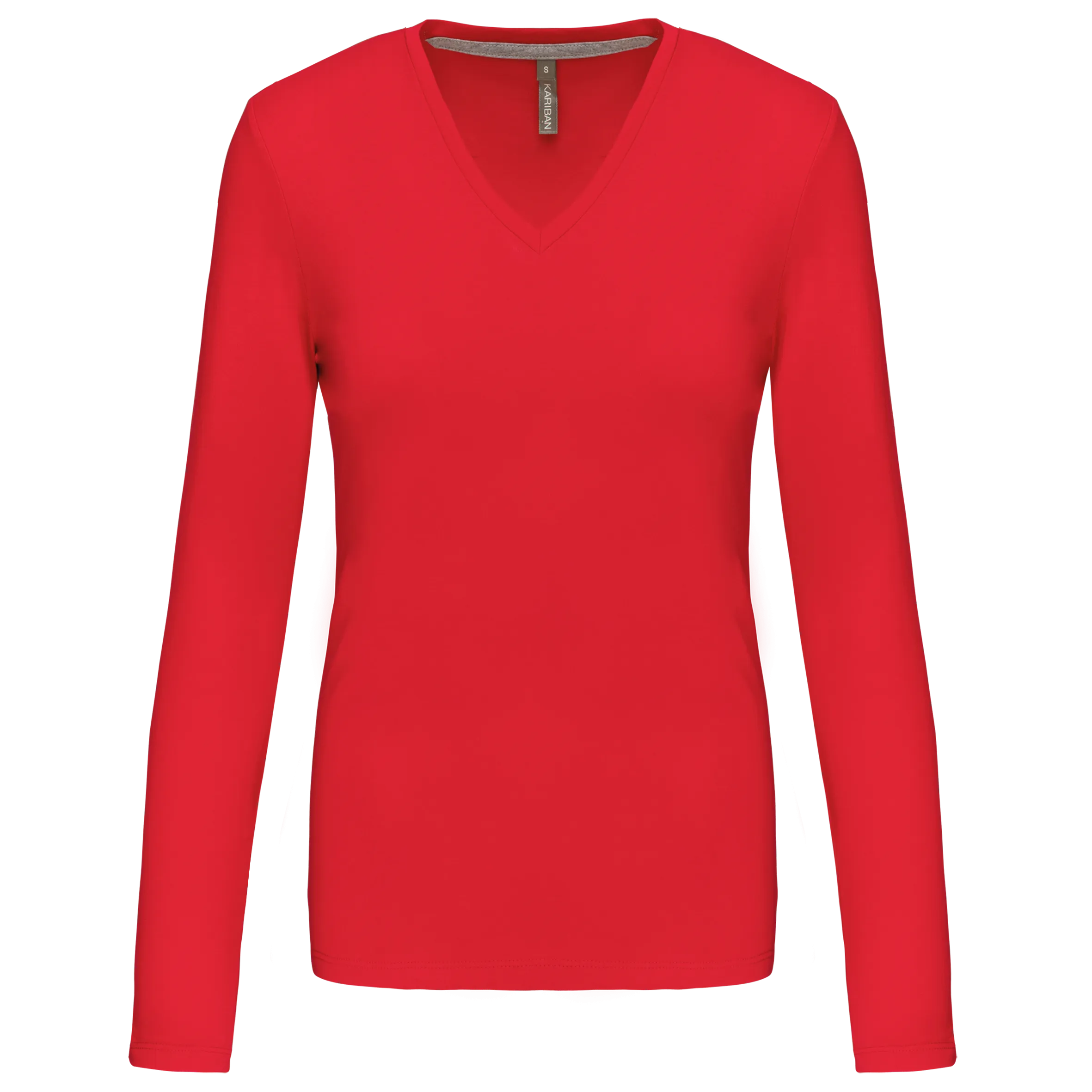 T-shirt de manga comprida decote em V para senhora