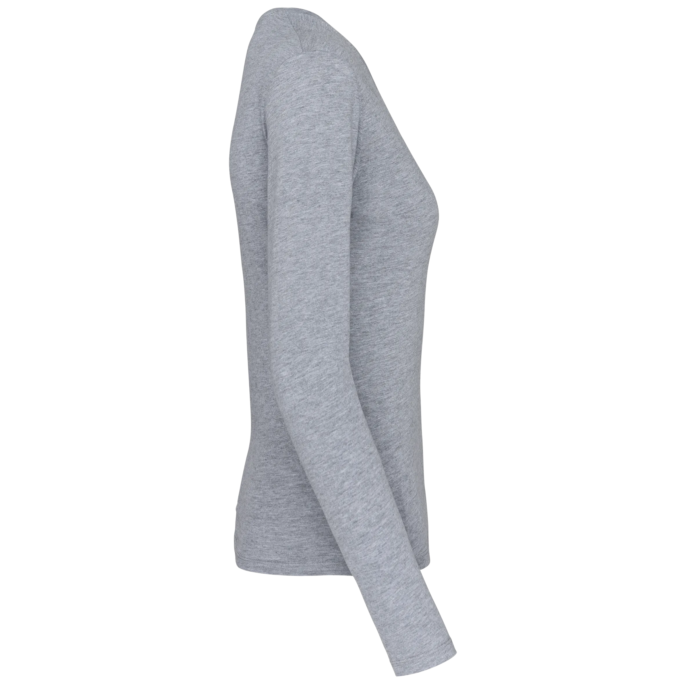 T-shirt de manga comprida decote em V para senhora