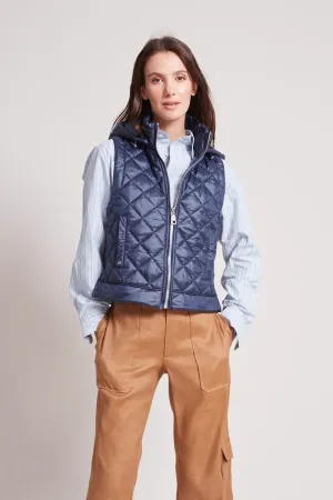 Talia Quilted Gilet w/ Removable Hood - Navy