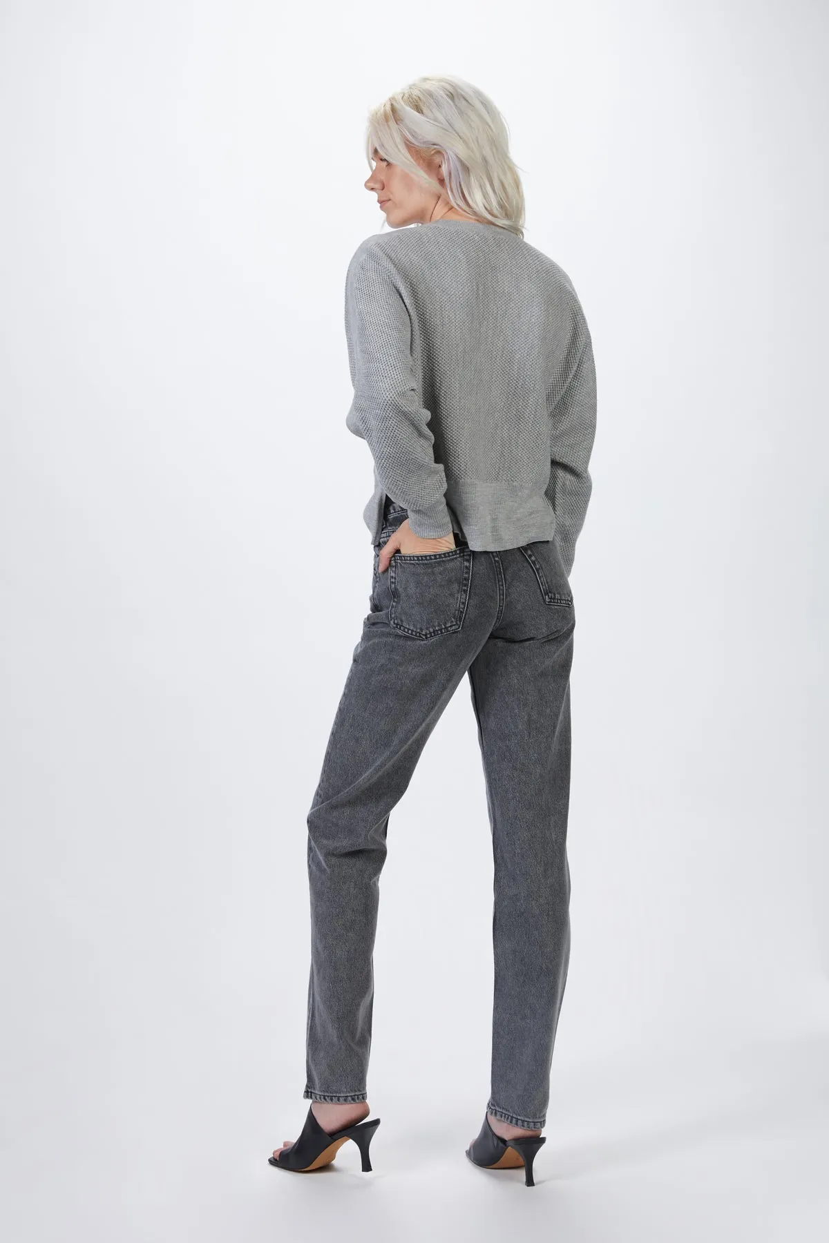 THE CASEY HIGH-RISE CRISS CROSS STRAIGHT-LEG JEANS