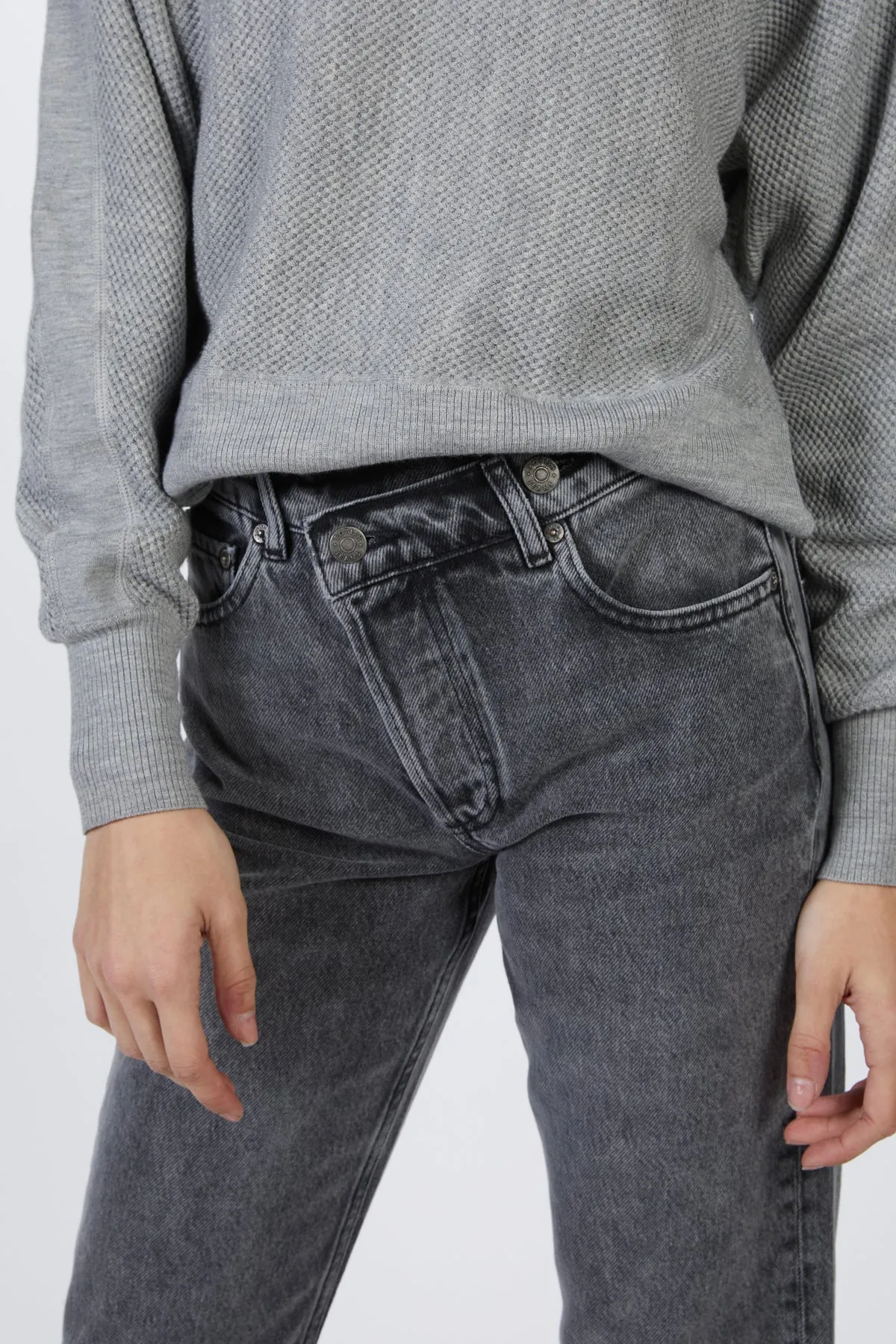 THE CASEY HIGH-RISE CRISS CROSS STRAIGHT-LEG JEANS
