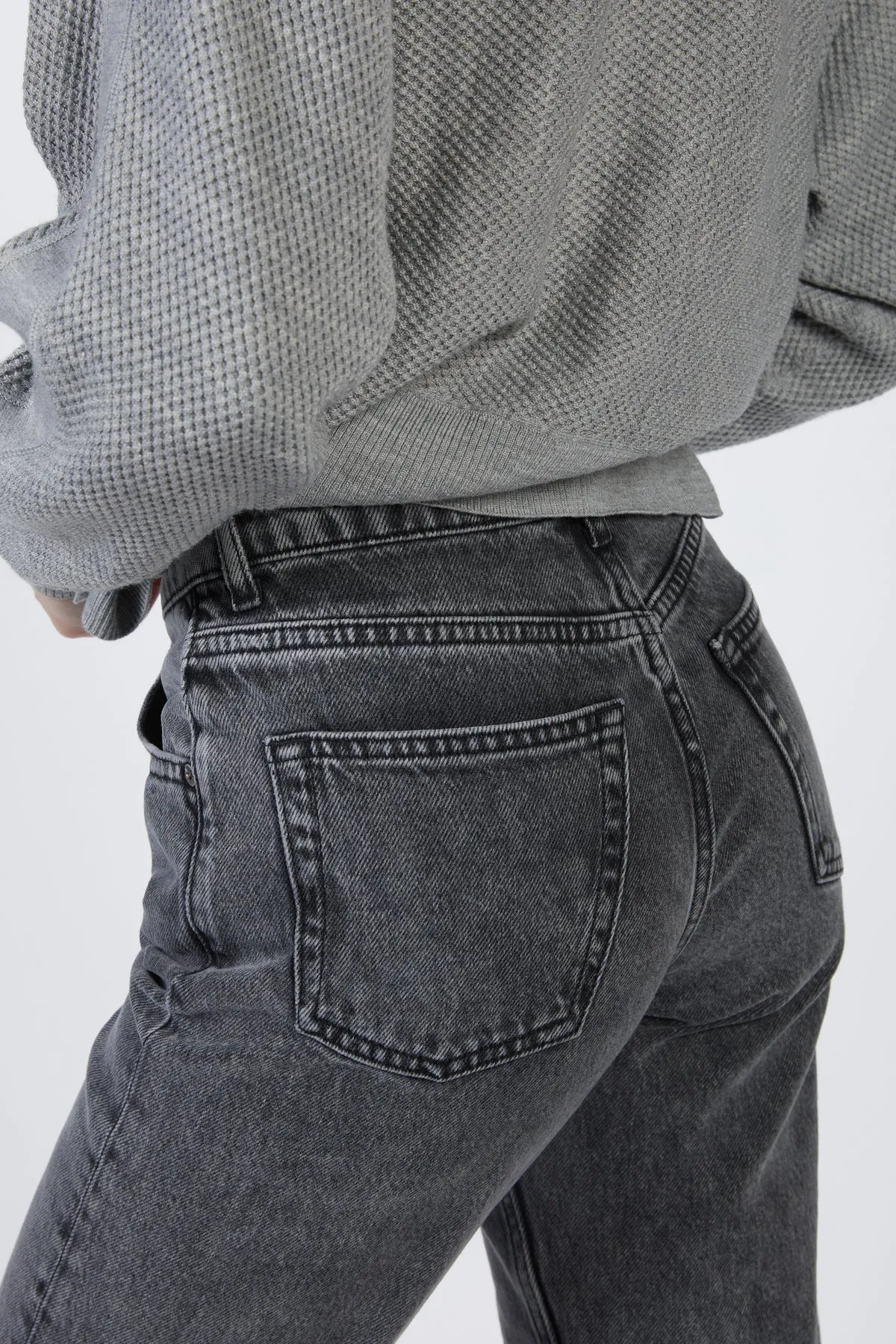 THE CASEY HIGH-RISE CRISS CROSS STRAIGHT-LEG JEANS
