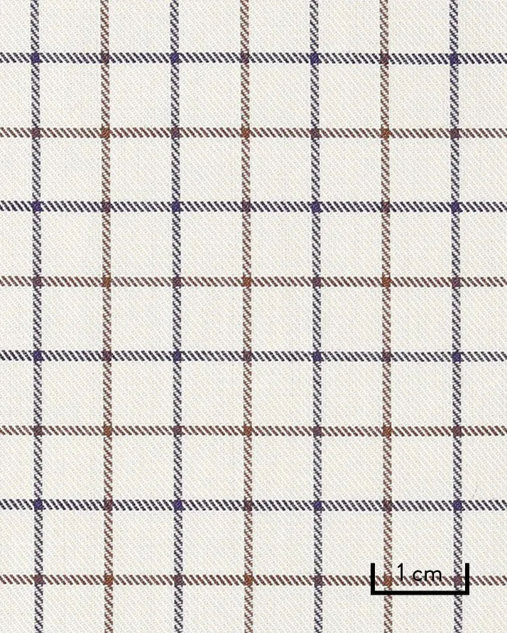 Thomas Mason Navy Brown Tattersall Check